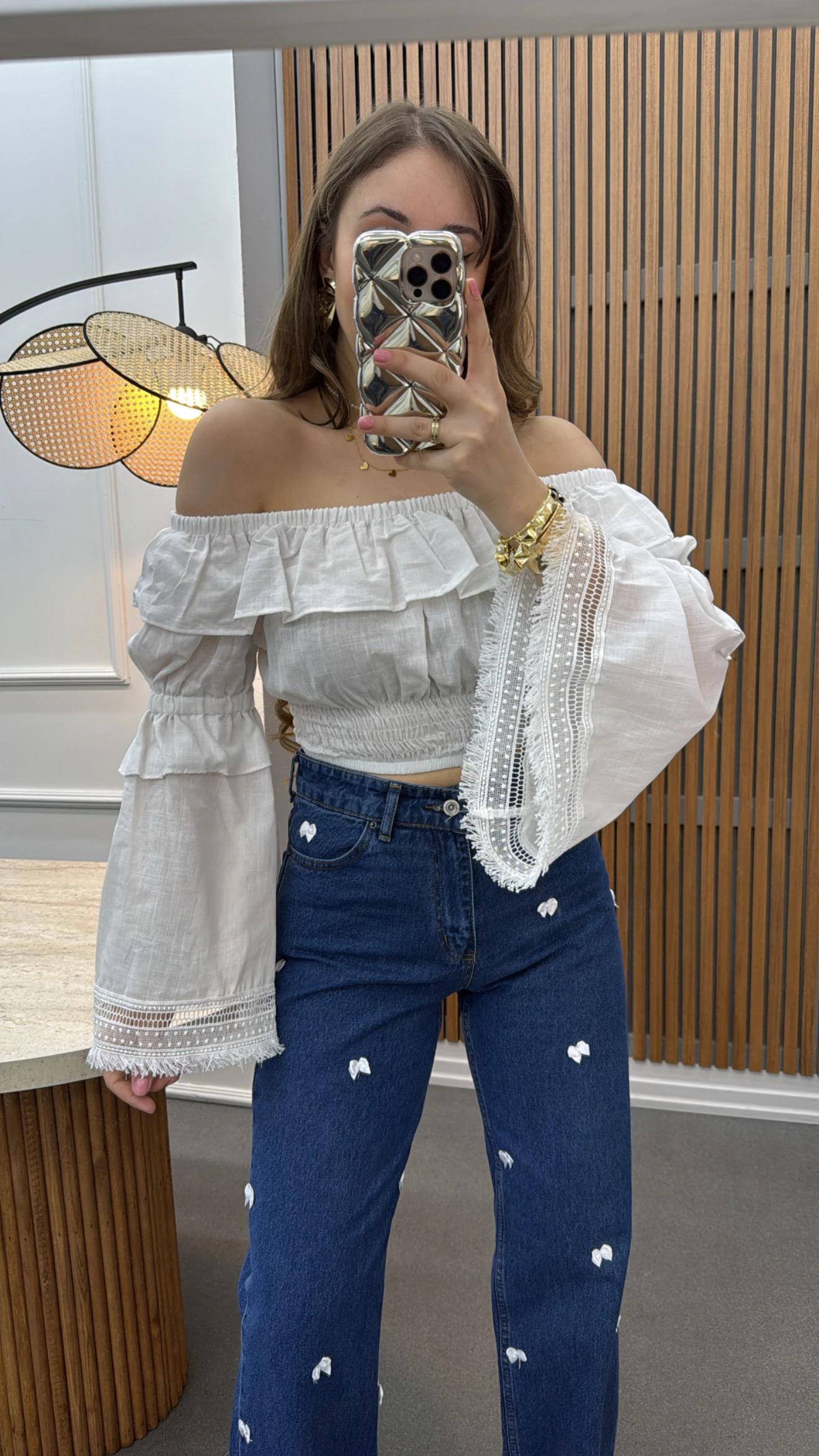 Louis Madonna Yaka Romantik Bluz