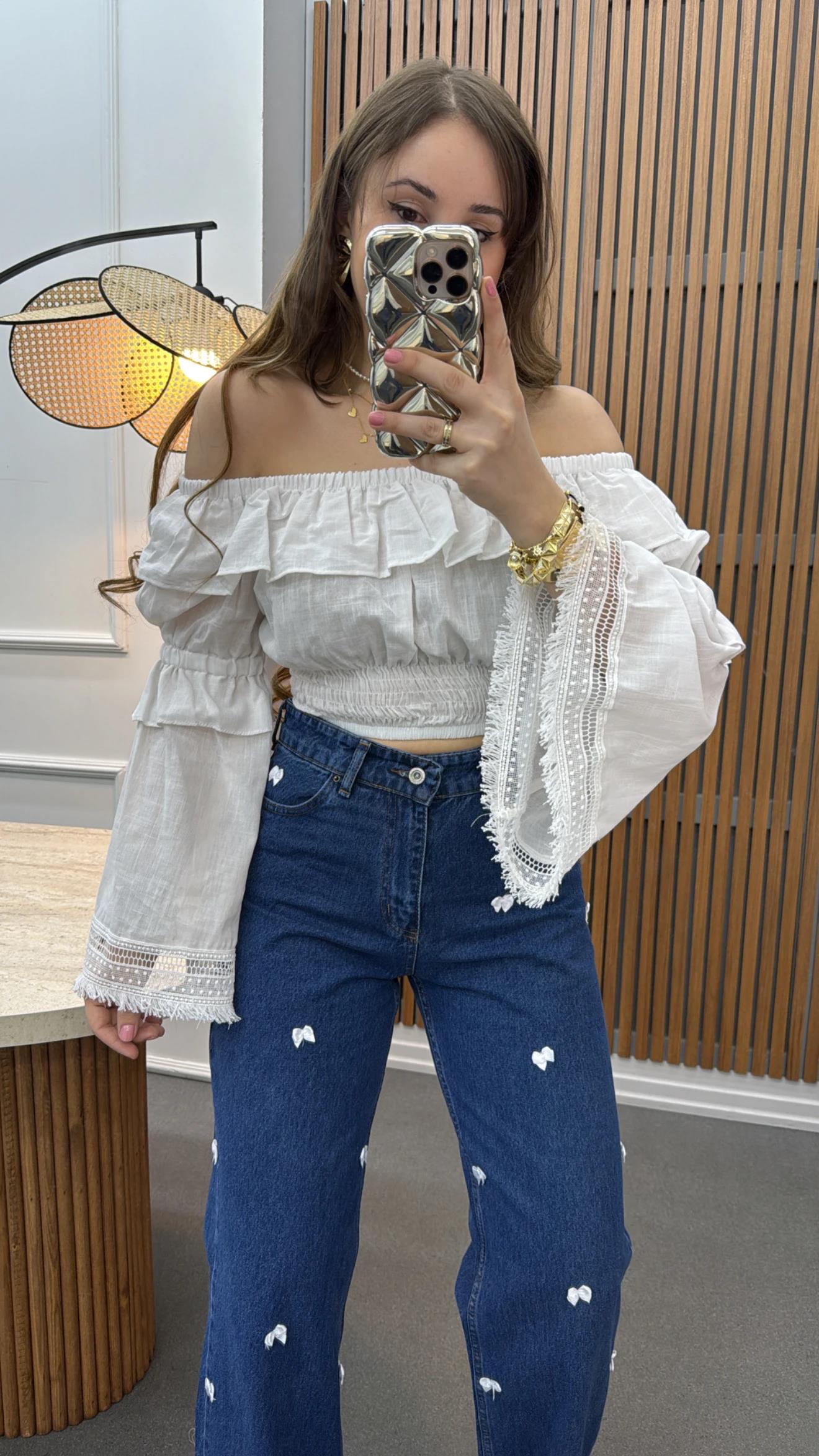 Louis Madonna Yaka Romantik Bluz