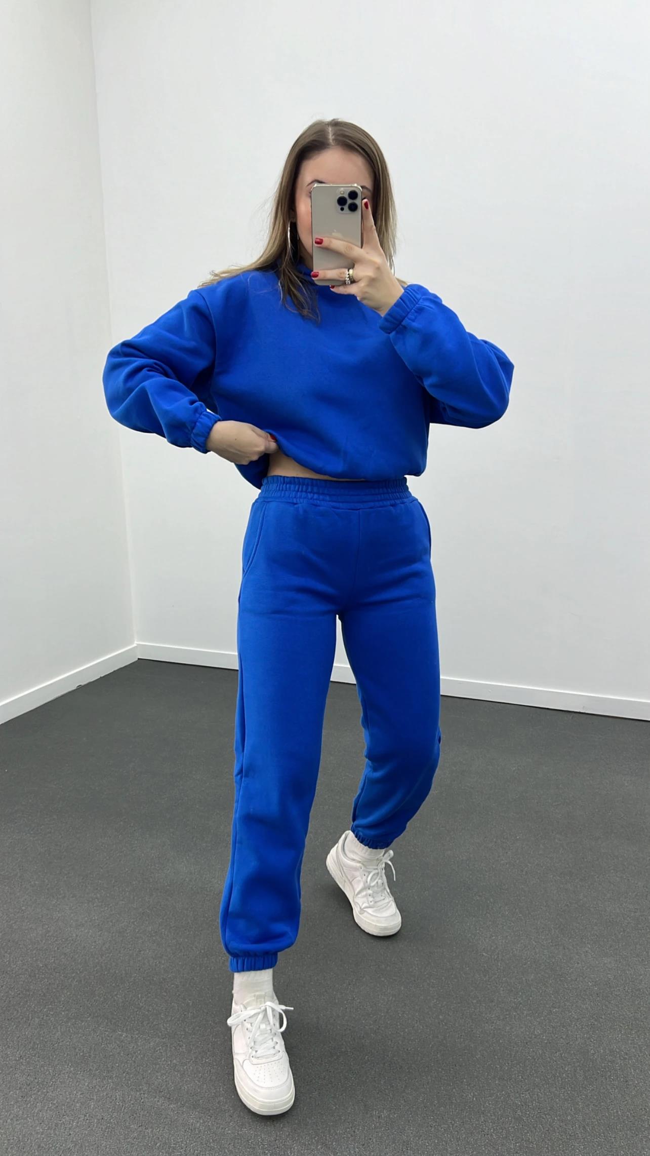 Lui Saks Mavi İçi Şardonlu Kalın Kışlık Eşofman Takımı