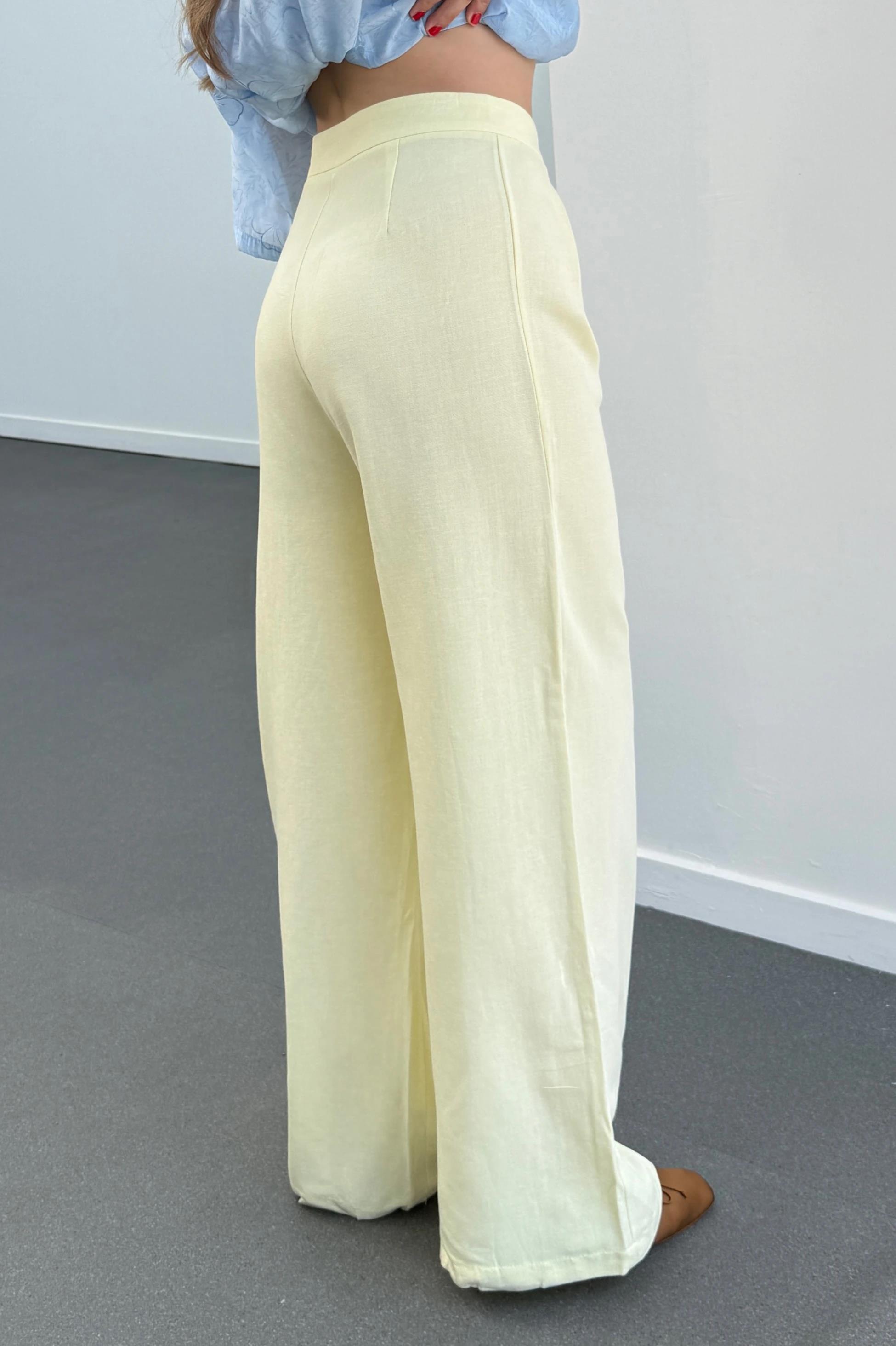 Maja Sarı Yandan Bağlamalı Keten Palazzo Pantolon