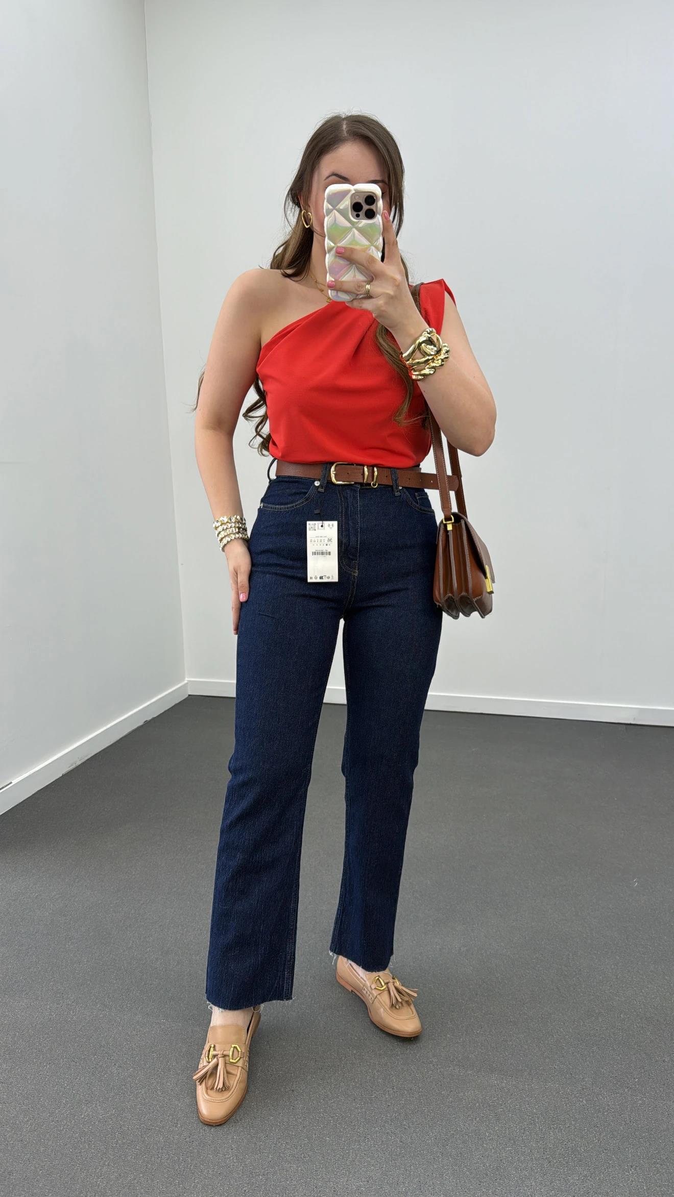 Malibu Dark Blue Likralı Straight Kesik Paça Jeans