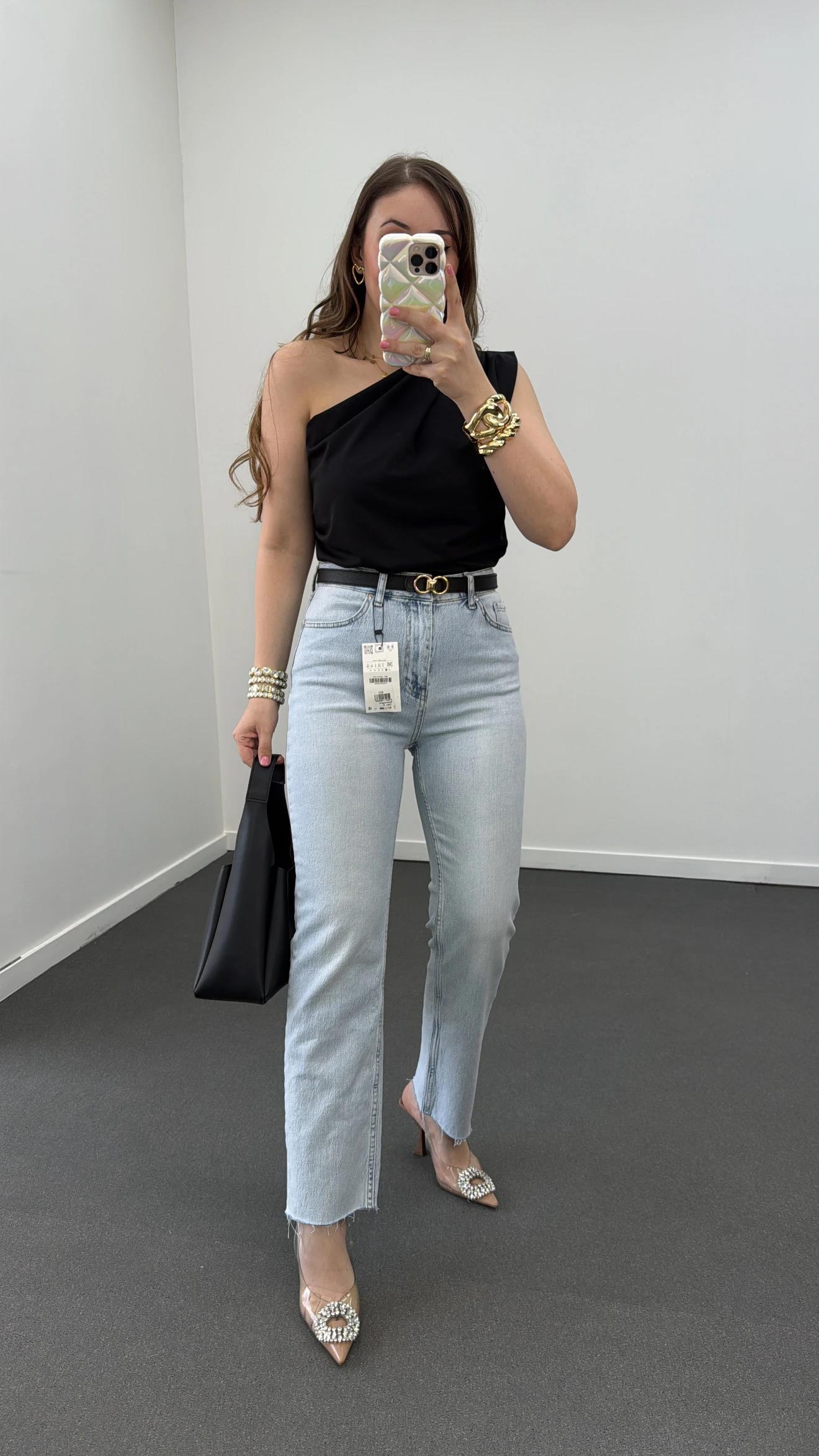 Malibu Kar Yıkama Likralı Straight Kesik Paça Jeans