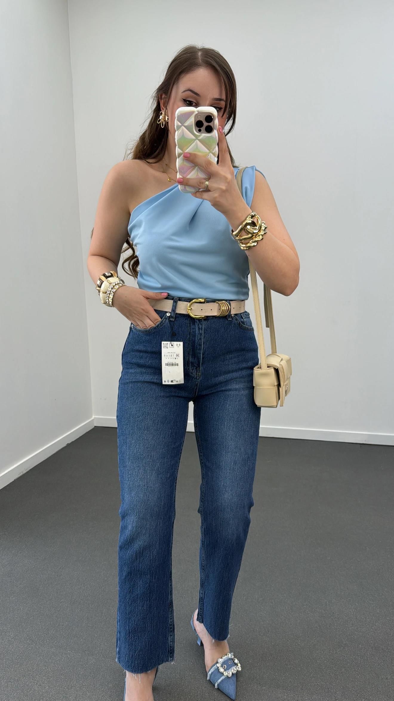 Malibu Koyu Kot Likralı Straight Kesik Paça Jeans