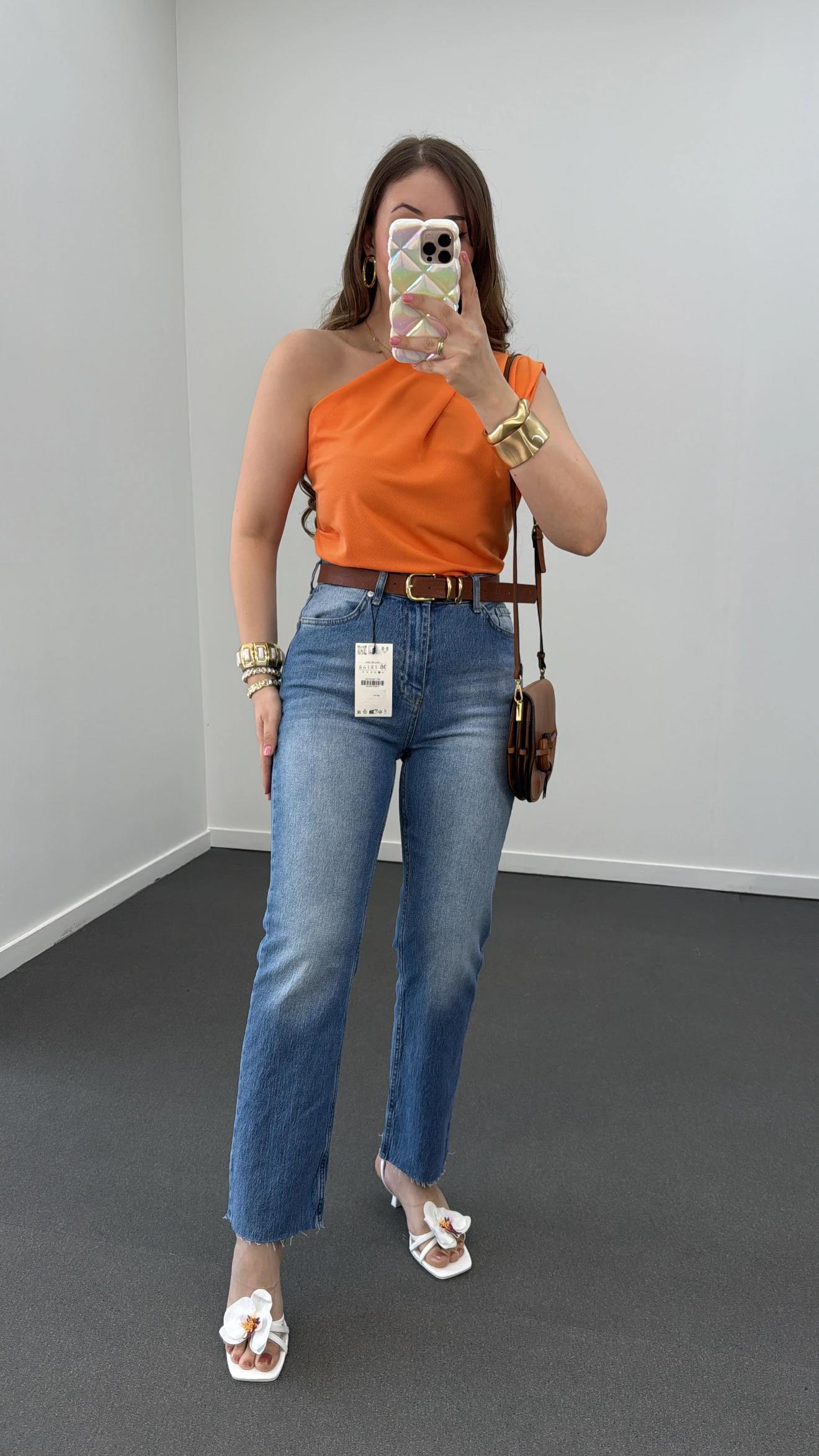 Malibu Orta Kot Likralı Straight Kesik Paça Jeans