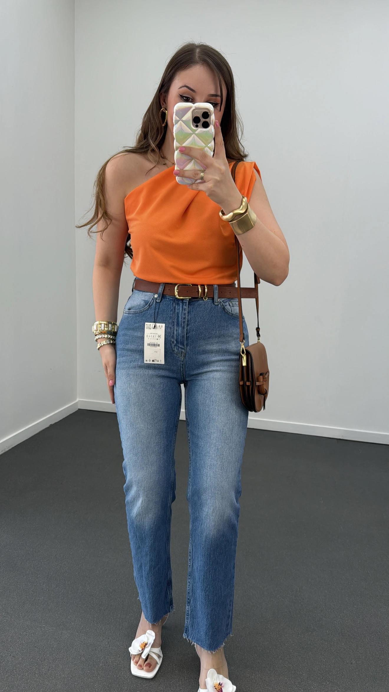 Malibu Orta Kot Likralı Straight Kesik Paça Jeans