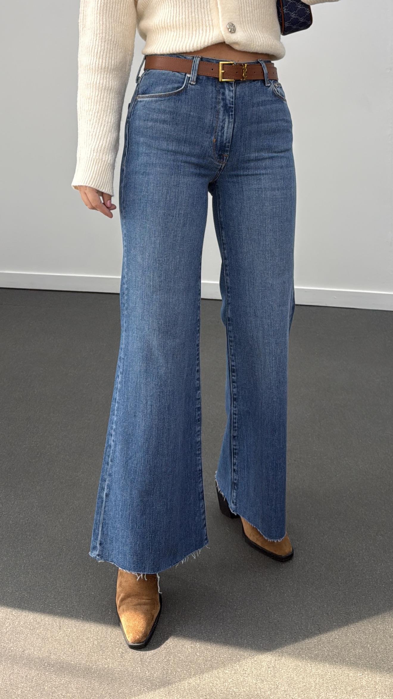 Manila Kot Renk Yarım Flare Likralı Jeans