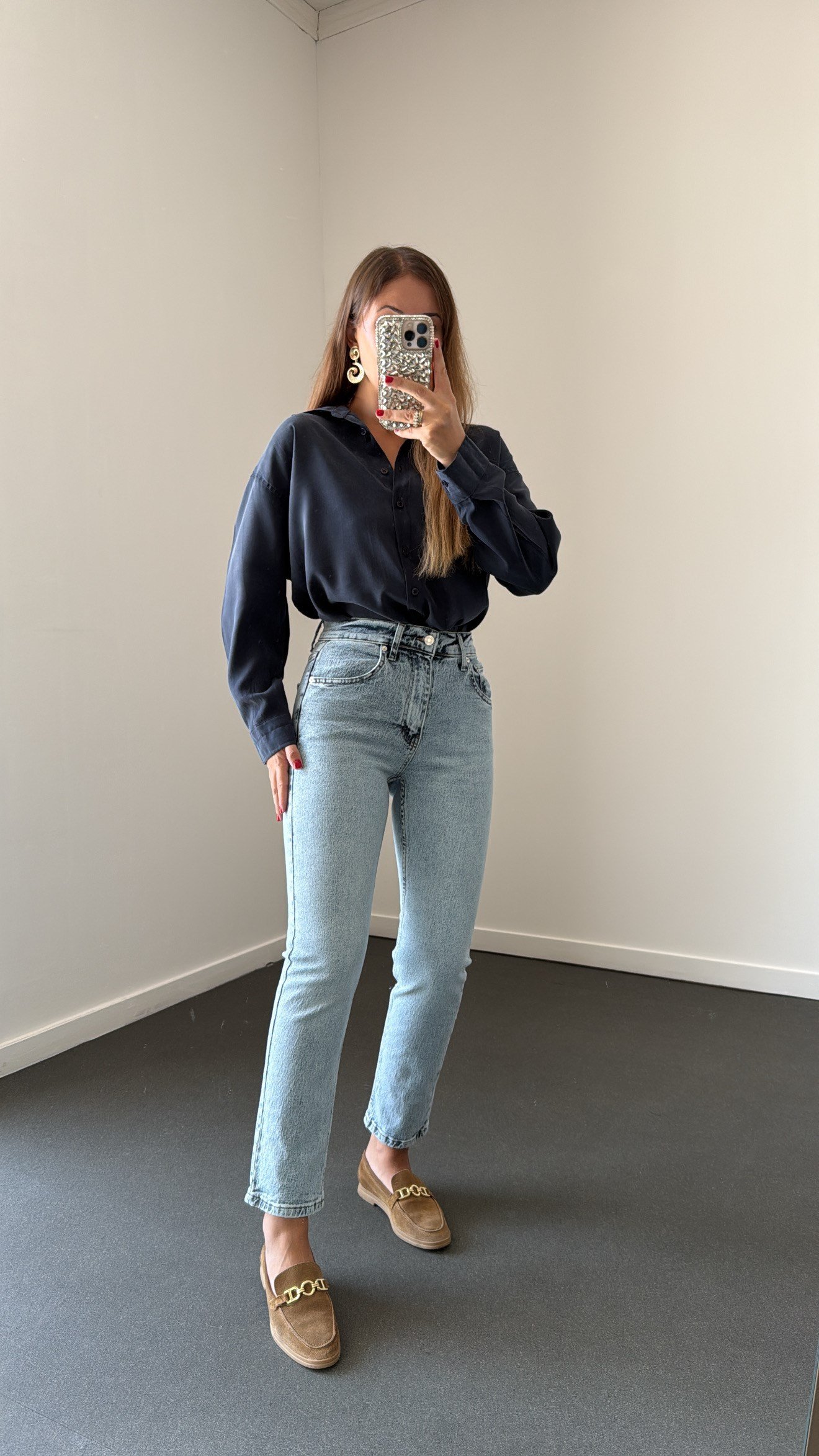 Marsilya Açık Kot Likralı Yüksek Bel Mom Jeans