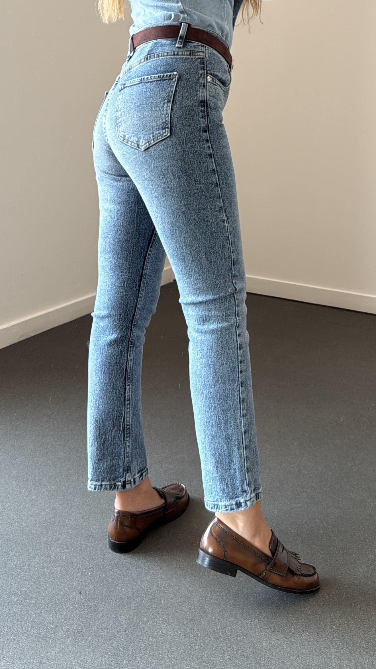 Marsilya Yıkamalı  Kot Likralı Yüksek Bel Mom Jeans