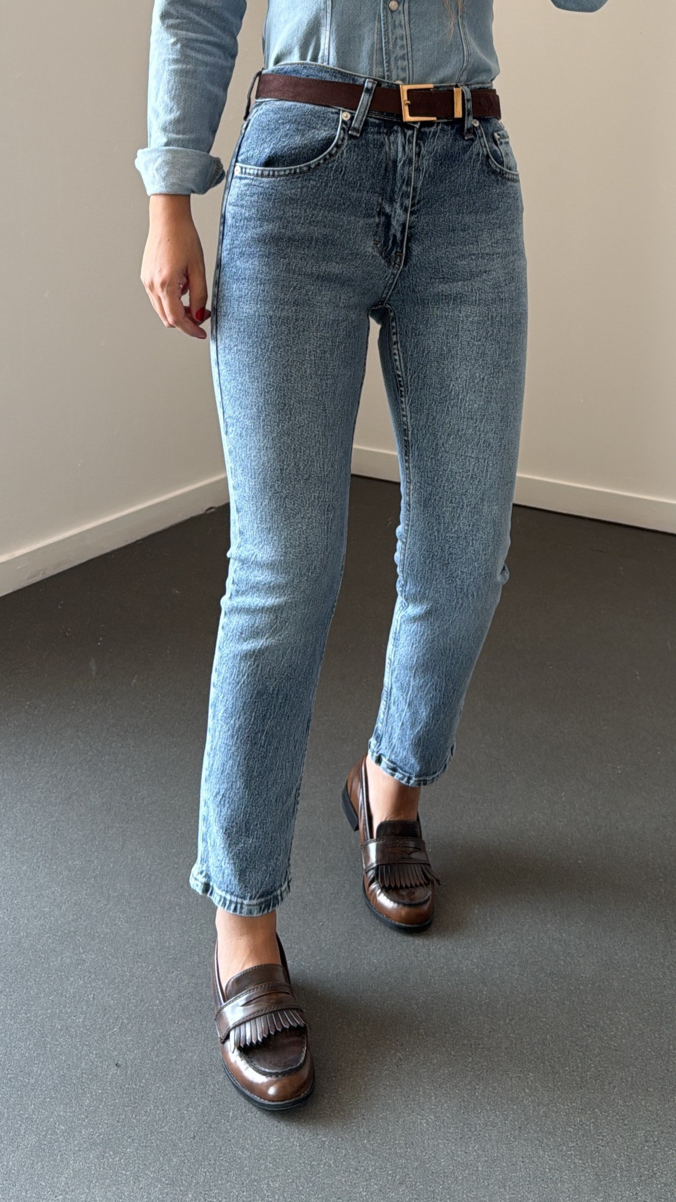 Marsilya Yıkamalı  Kot Likralı Yüksek Bel Mom Jeans