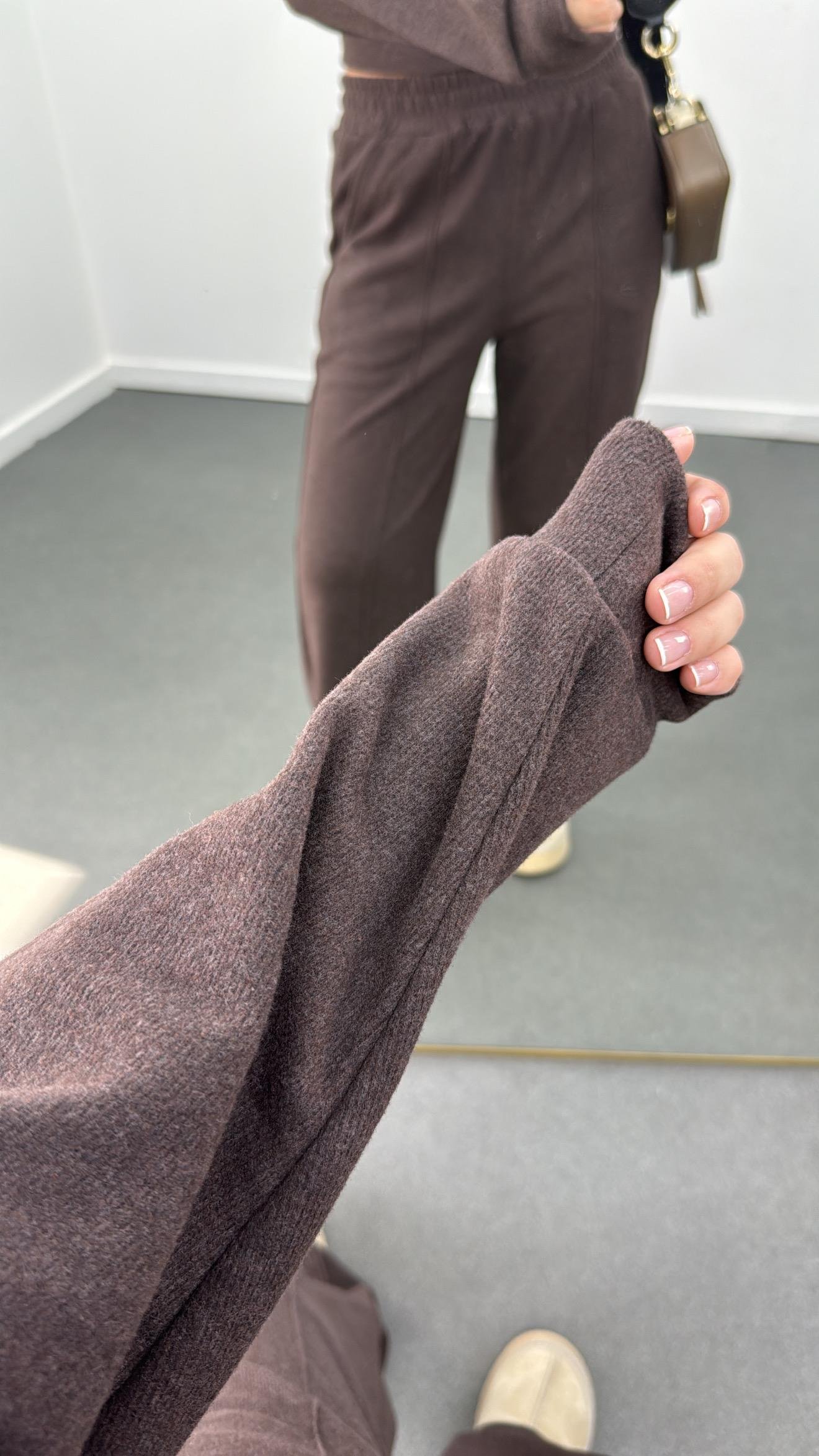 Martina Kahve Fitilli Polar Sweat Eşofman Takımı