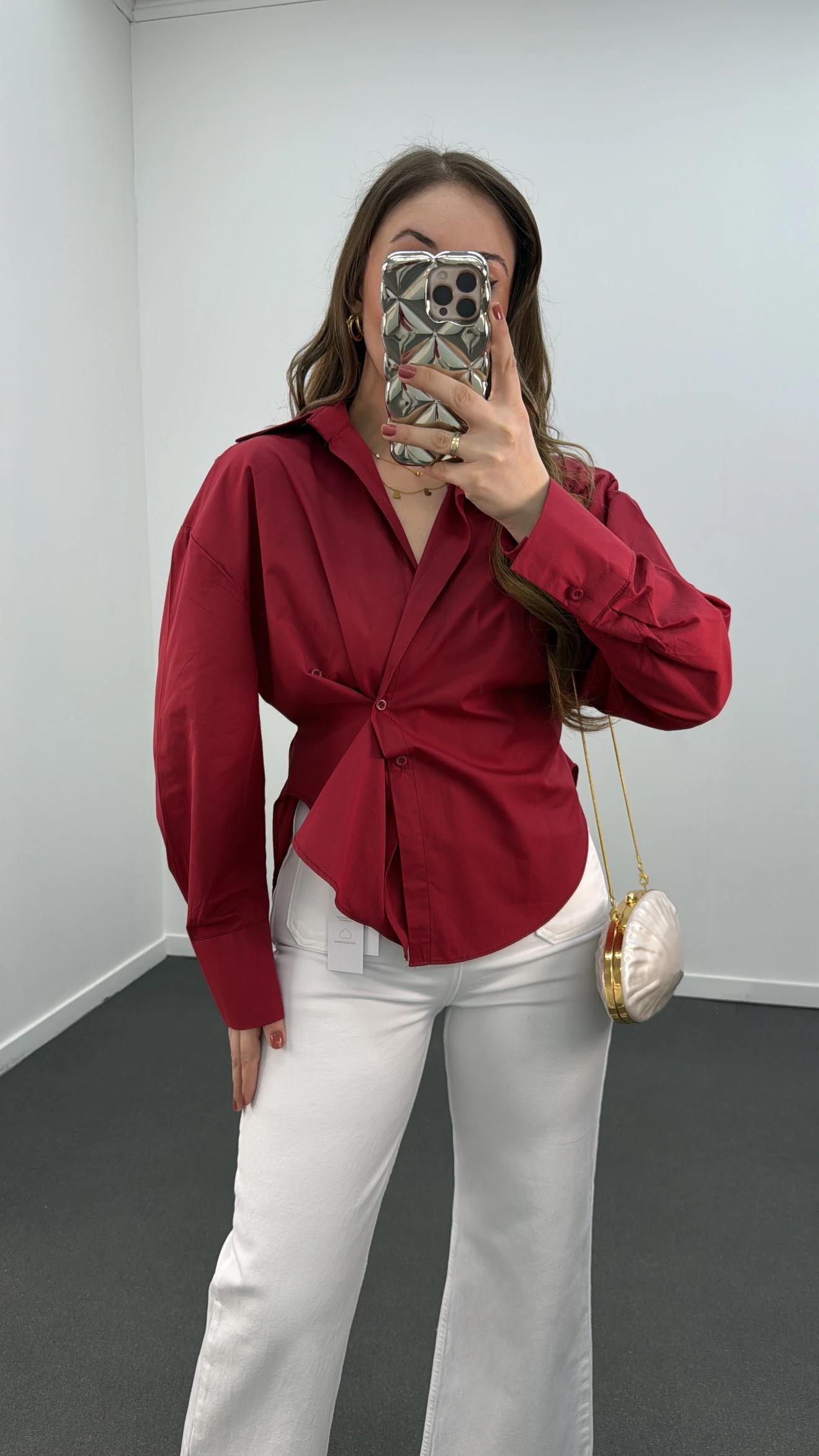 Massi Bordo 4 Düğmeli Tasarım Gömlek