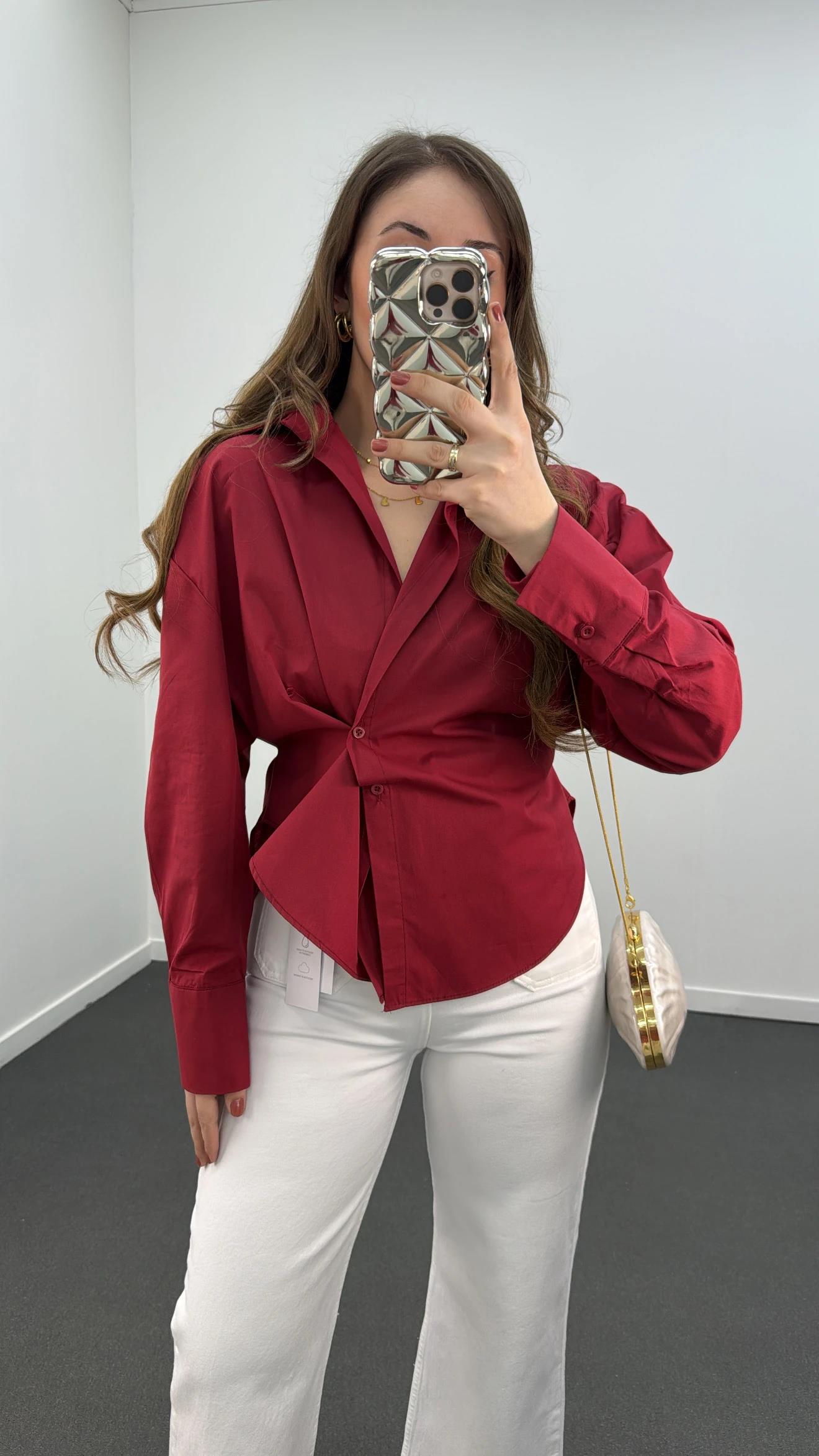 Massi Bordo 4 Düğmeli Tasarım Gömlek