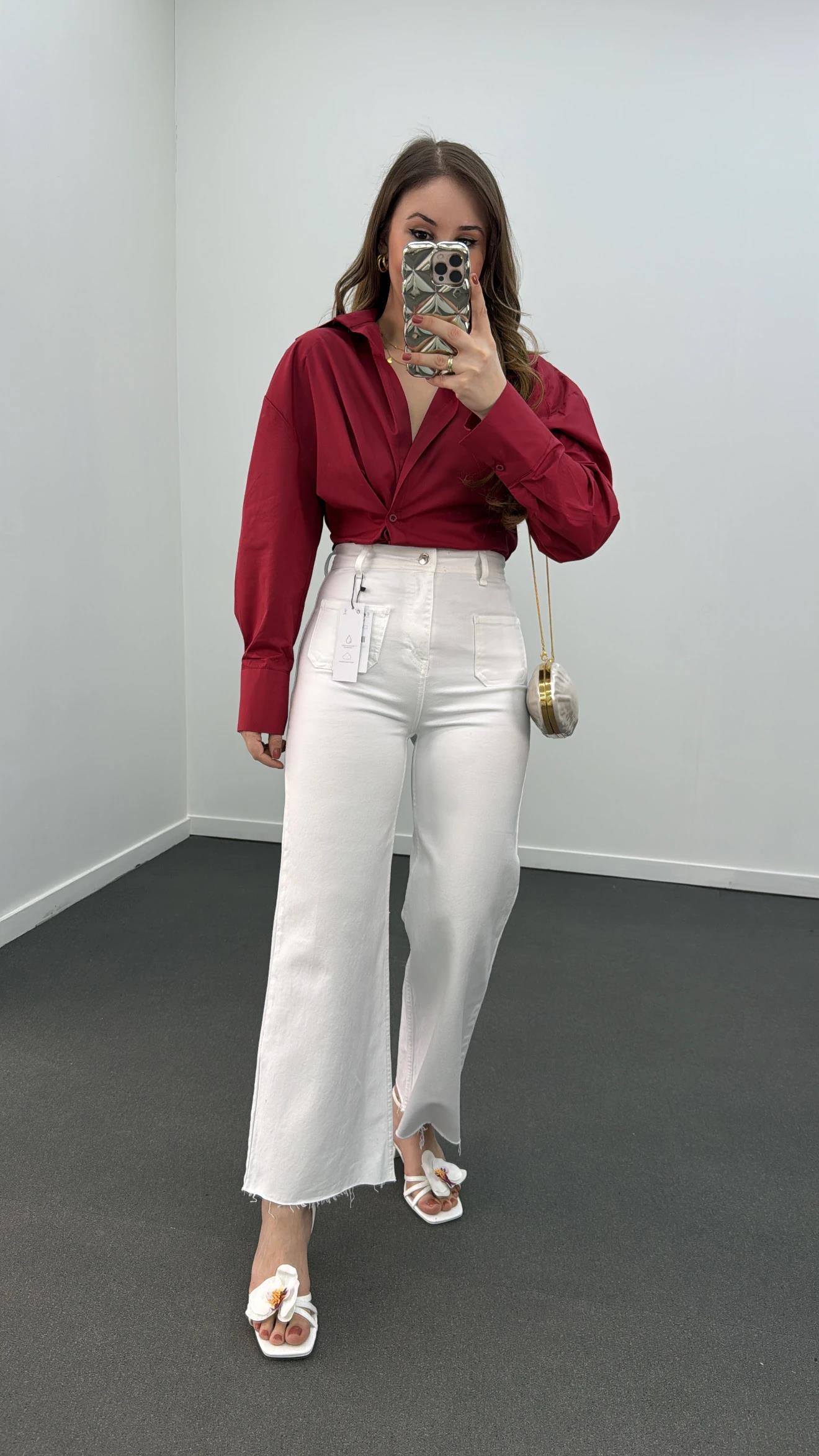 Massi Bordo 4 Düğmeli Tasarım Gömlek