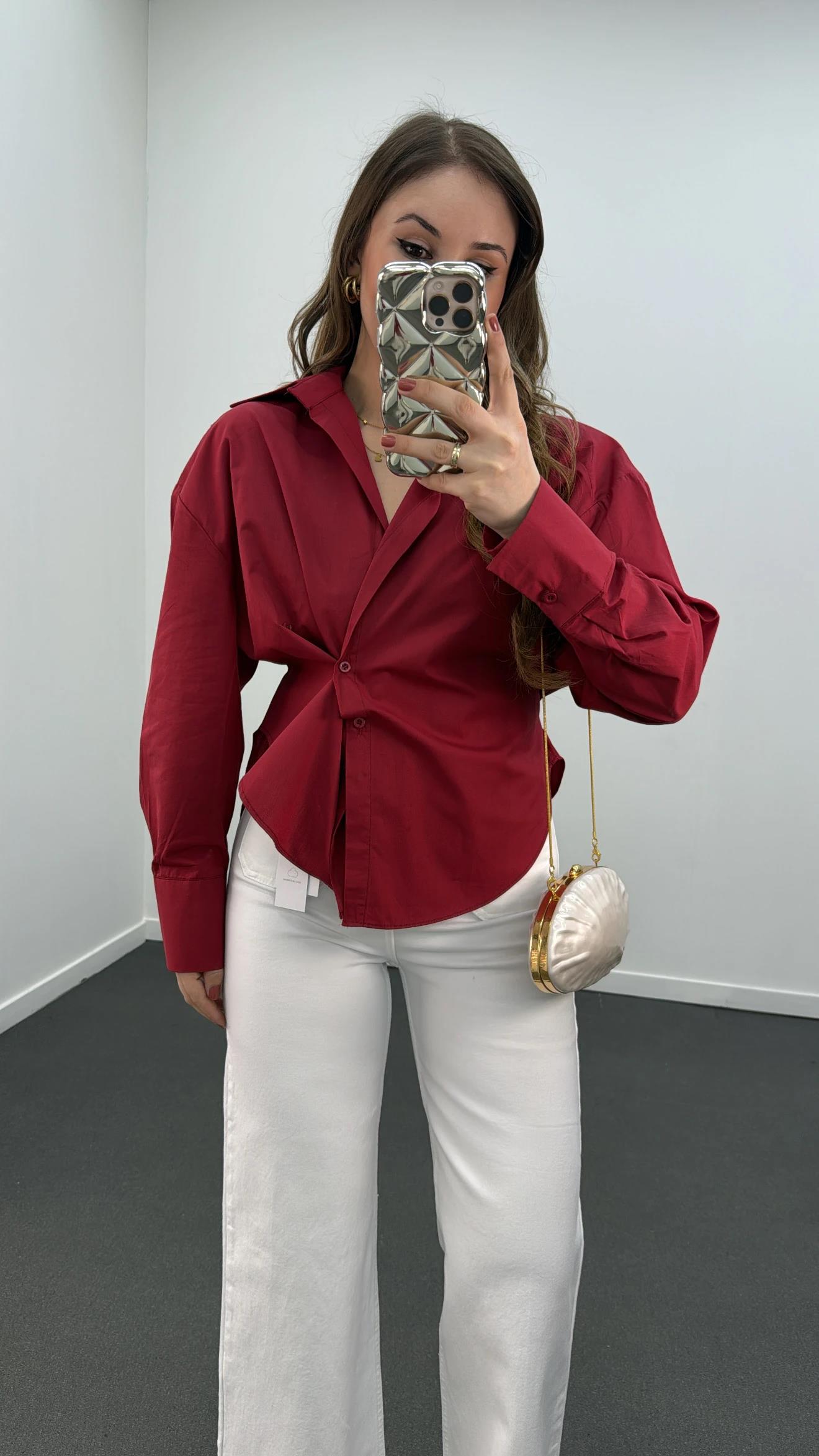 Massi Bordo 4 Düğmeli Tasarım Gömlek