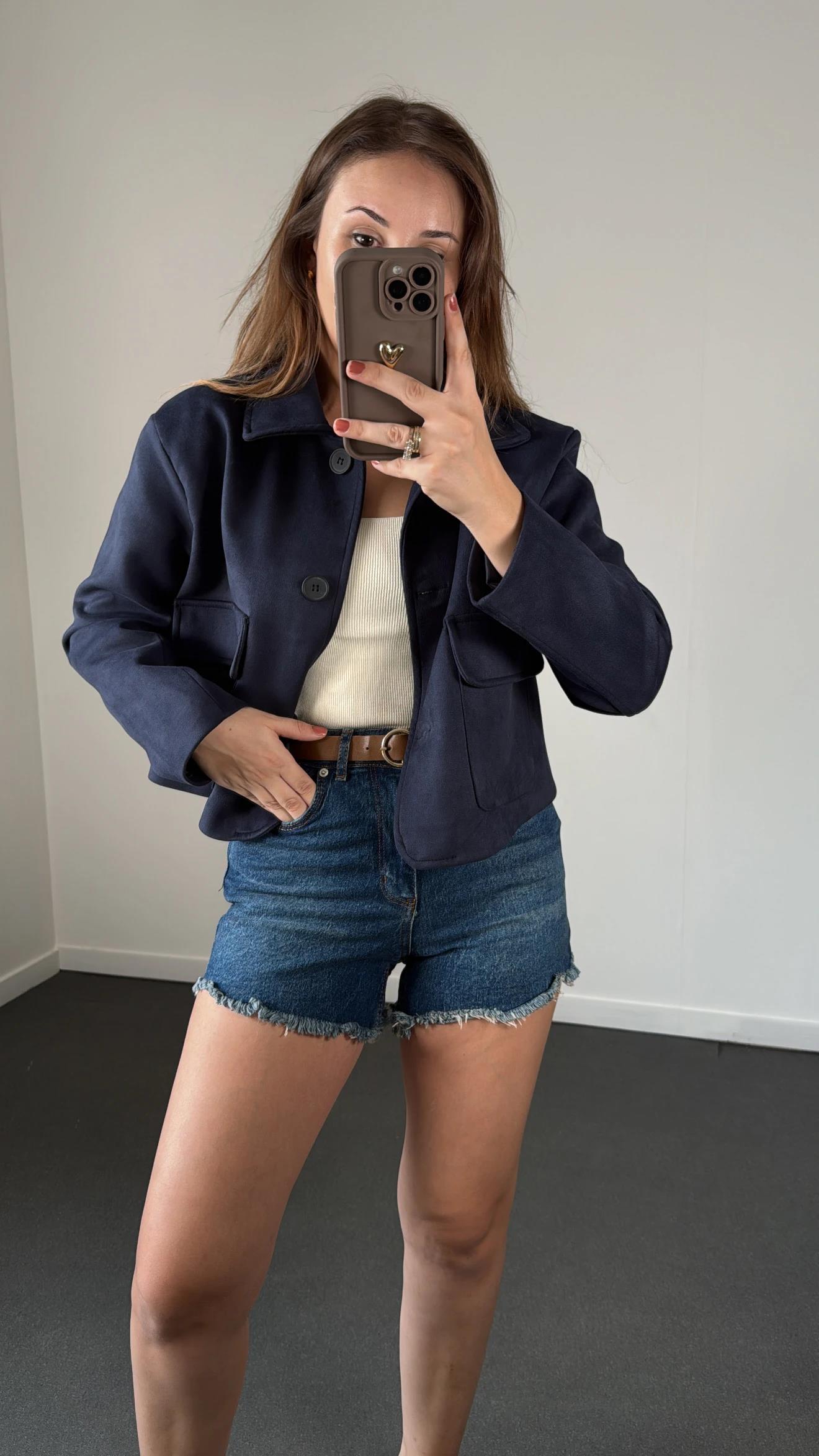 Massi Lacivert Süet Premium Ceket