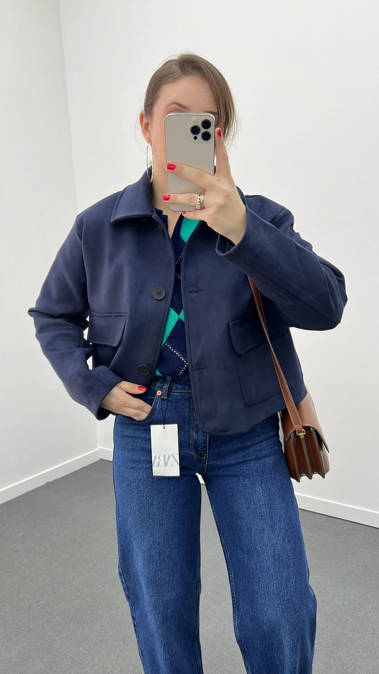 Massi Lacivert Süet Premium Ceket