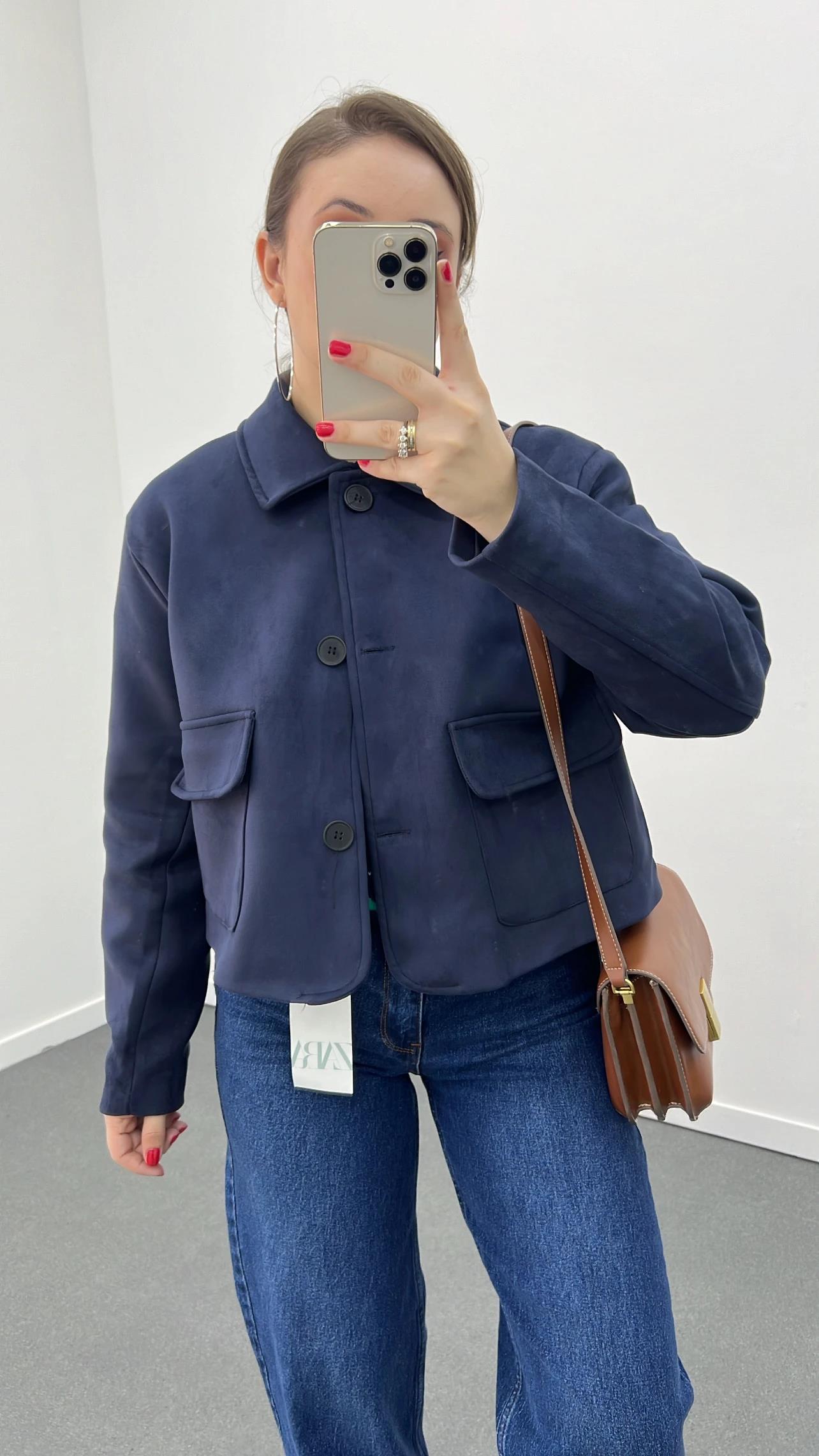 Massi Lacivert Süet Premium Ceket