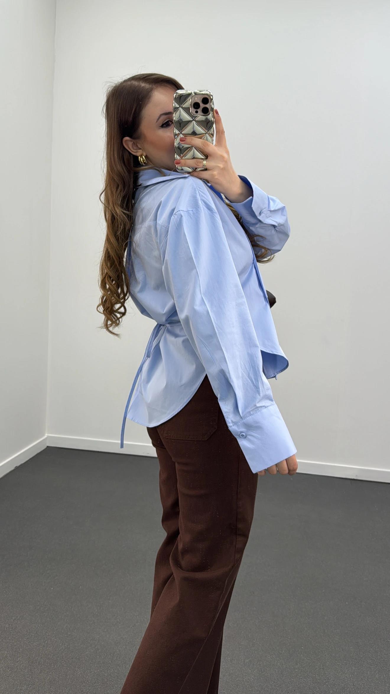 Massi Mavi 4 Düğmeli Tasarım Gömlek