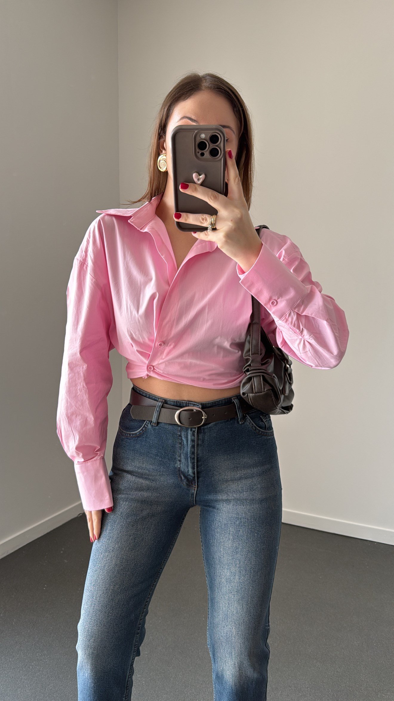 Massi Pembe 4 Düğmeli Tasarım Gömlek
