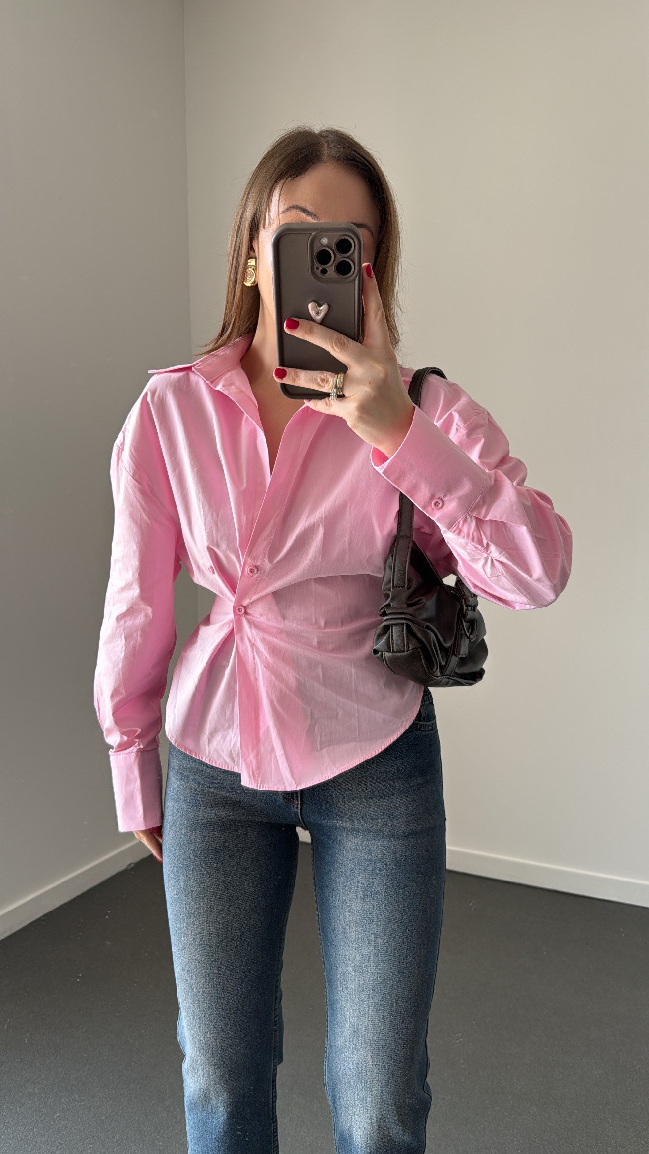 Massi Pembe 4 Düğmeli Tasarım Gömlek