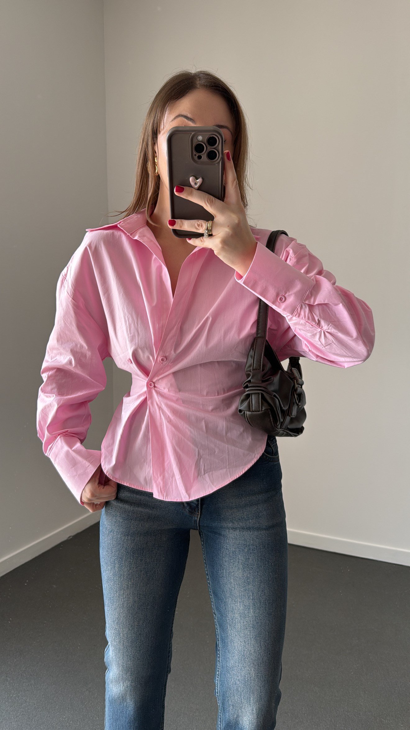 Massi Pembe 4 Düğmeli Tasarım Gömlek