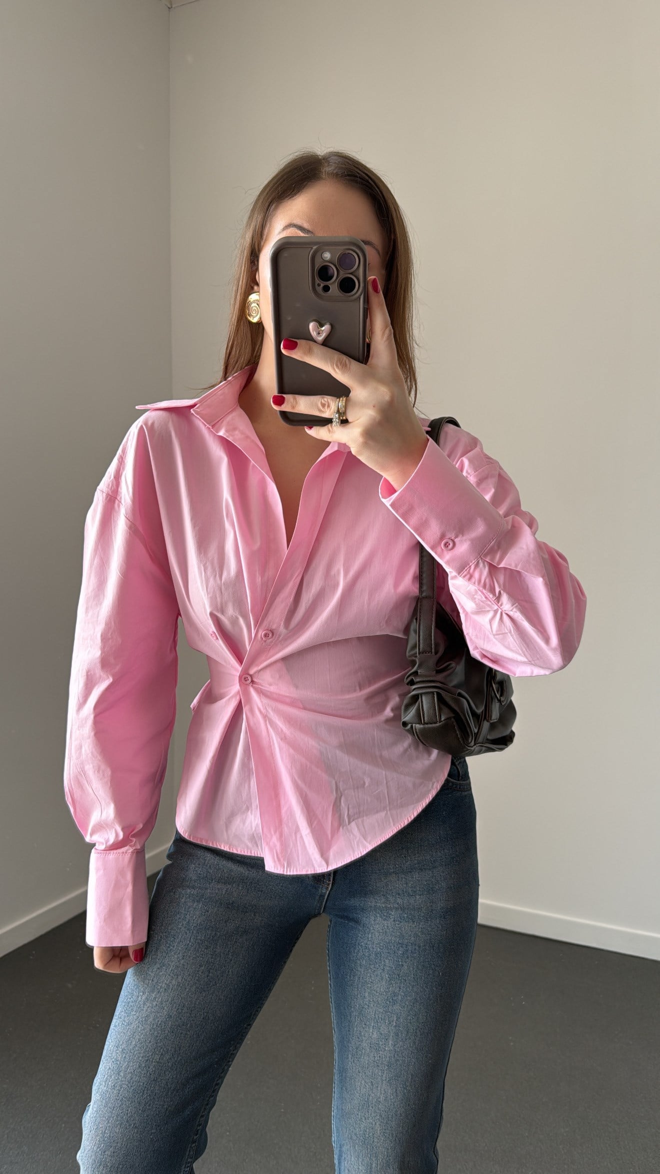 Massi Pembe 4 Düğmeli Tasarım Gömlek
