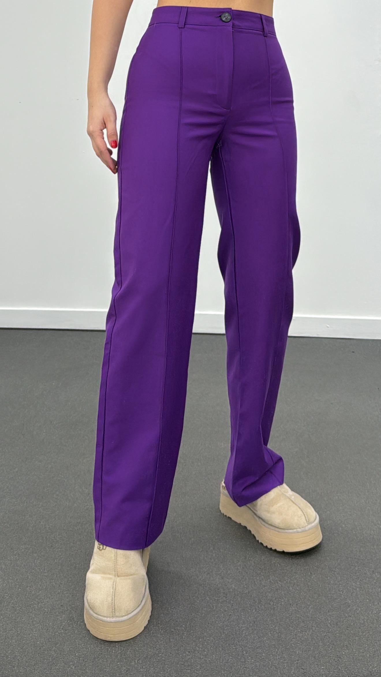 Meg Mor Nervür Dikişli Palazzo Kumaş Pantolon