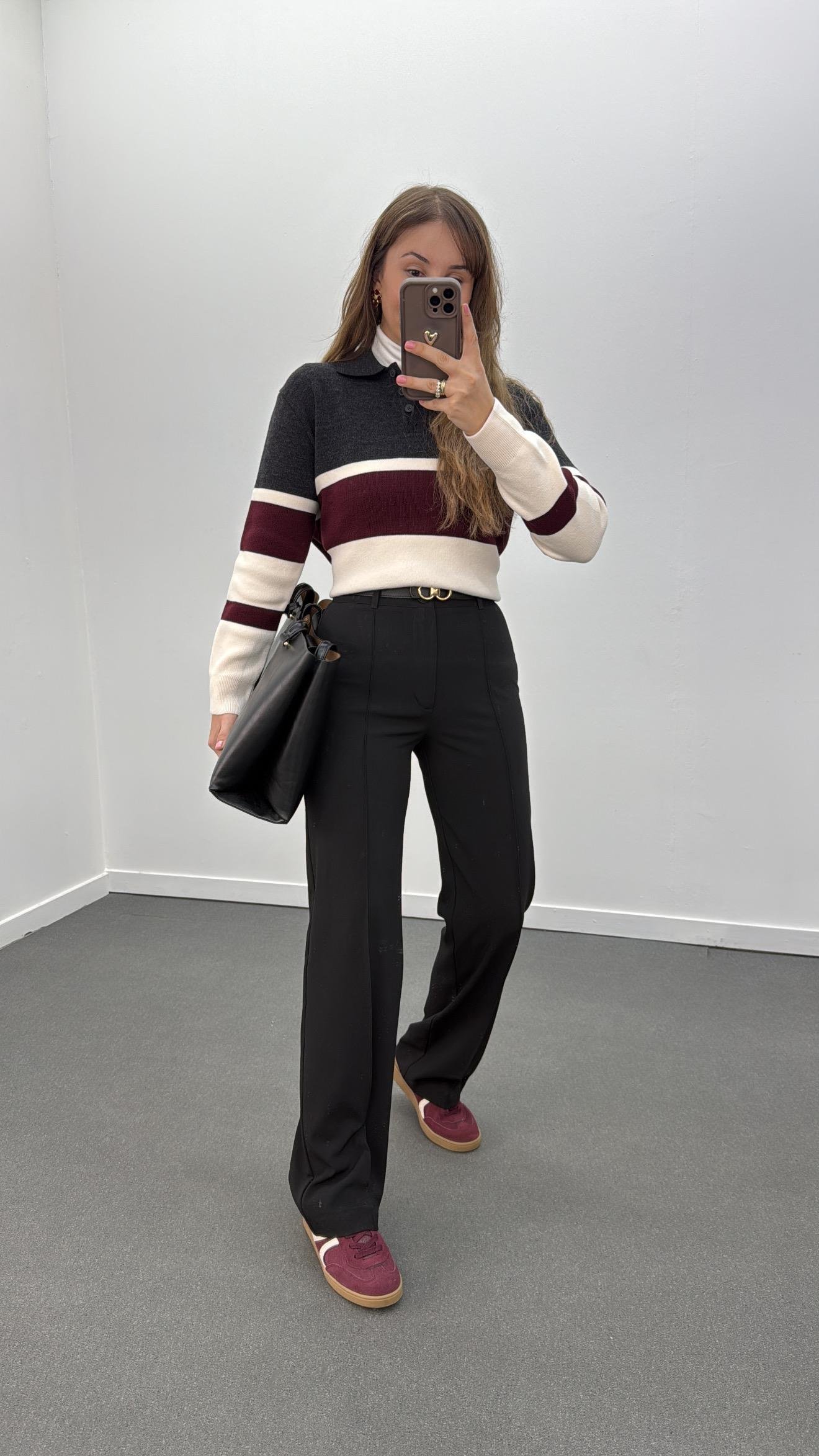 Meg Siyah Nervür Dikişli Palazzo Kumaş Pantolon