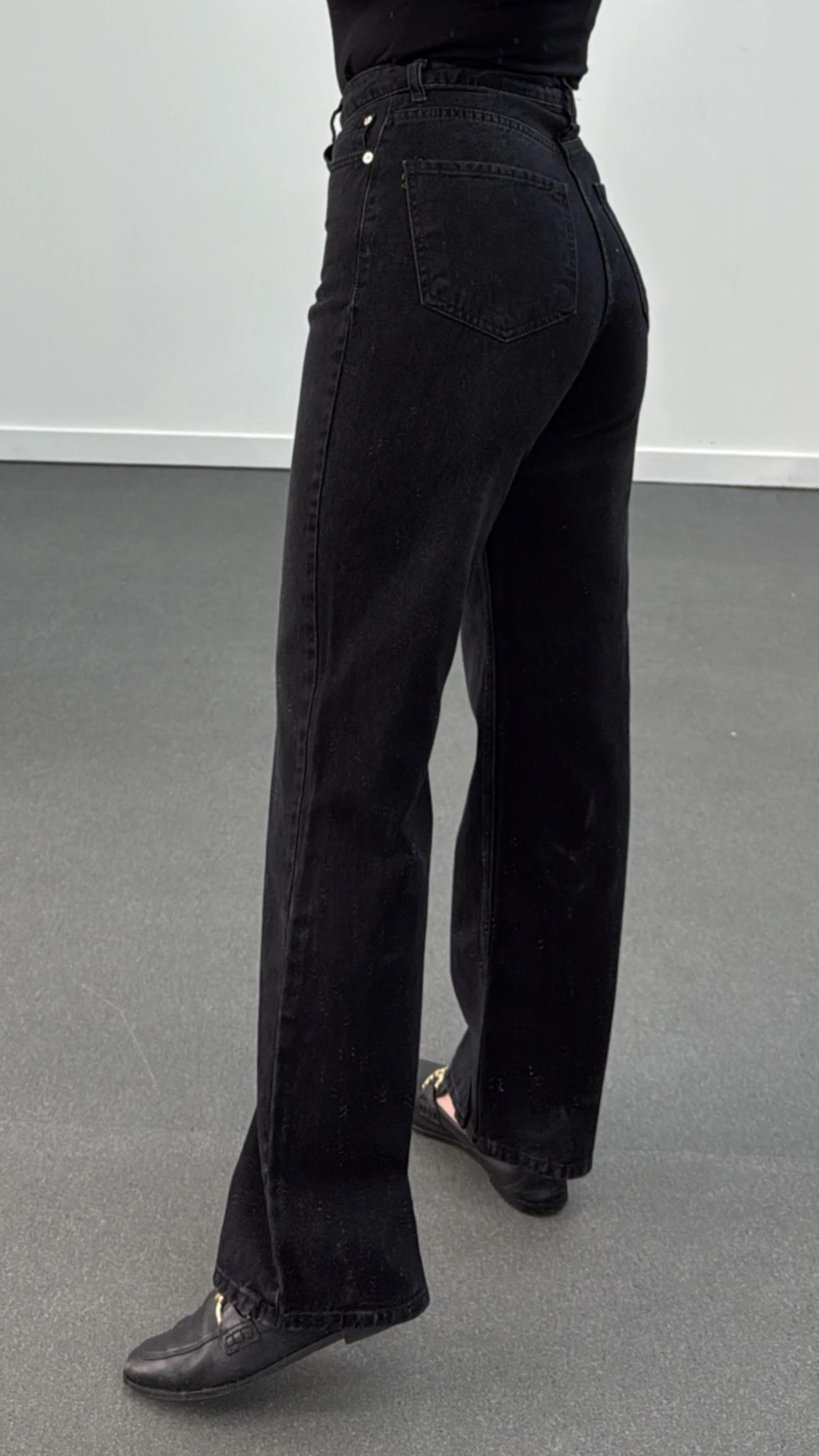 Miami Antrasit Renk Süper Yüksek Bel Wide Leg Jeans