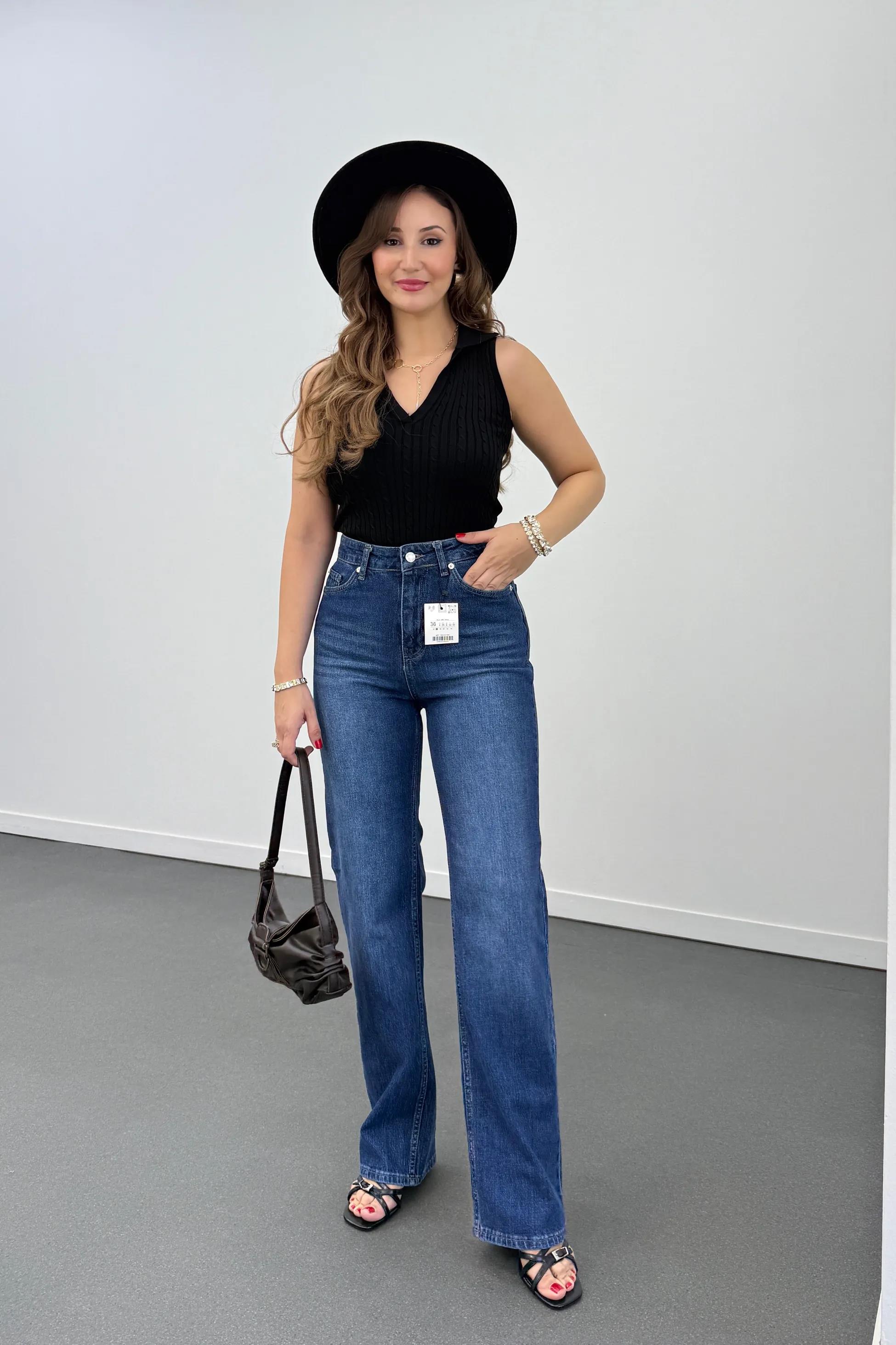 Miami Koyu Renk Süper Yüksek Bel Wide Leg Jeans
