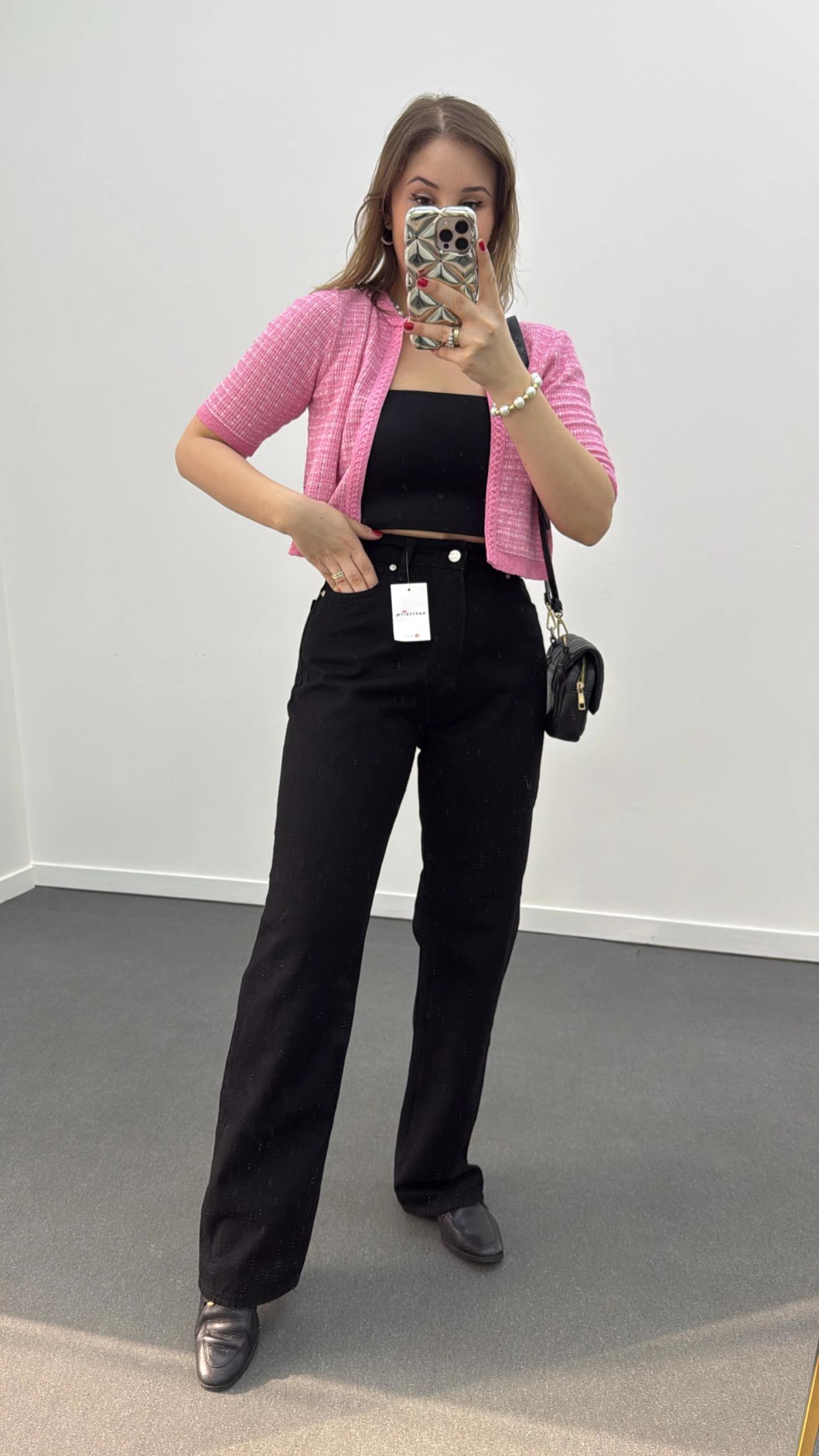 Miami Siyah Renk Süper Yüksek Bel Wide Leg Jeans