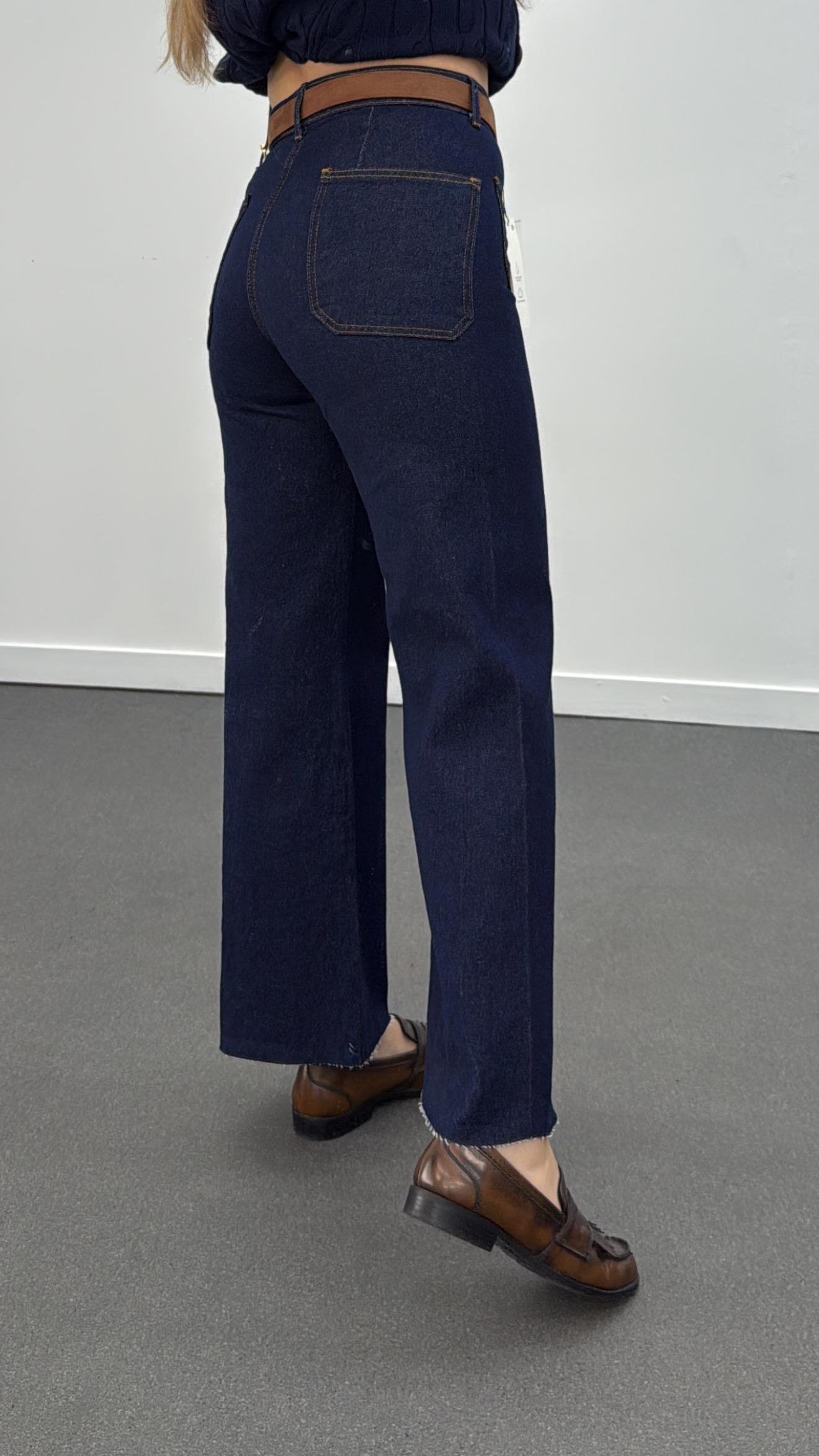 Milano Lacivert Cepli Yarım Flare Jeans