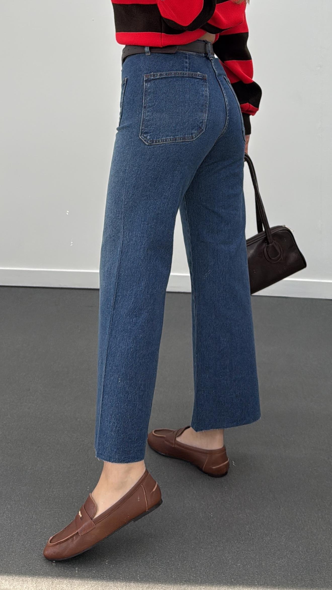 Milano Tint Yıkamalı Cepli Yarım Flare Jeans