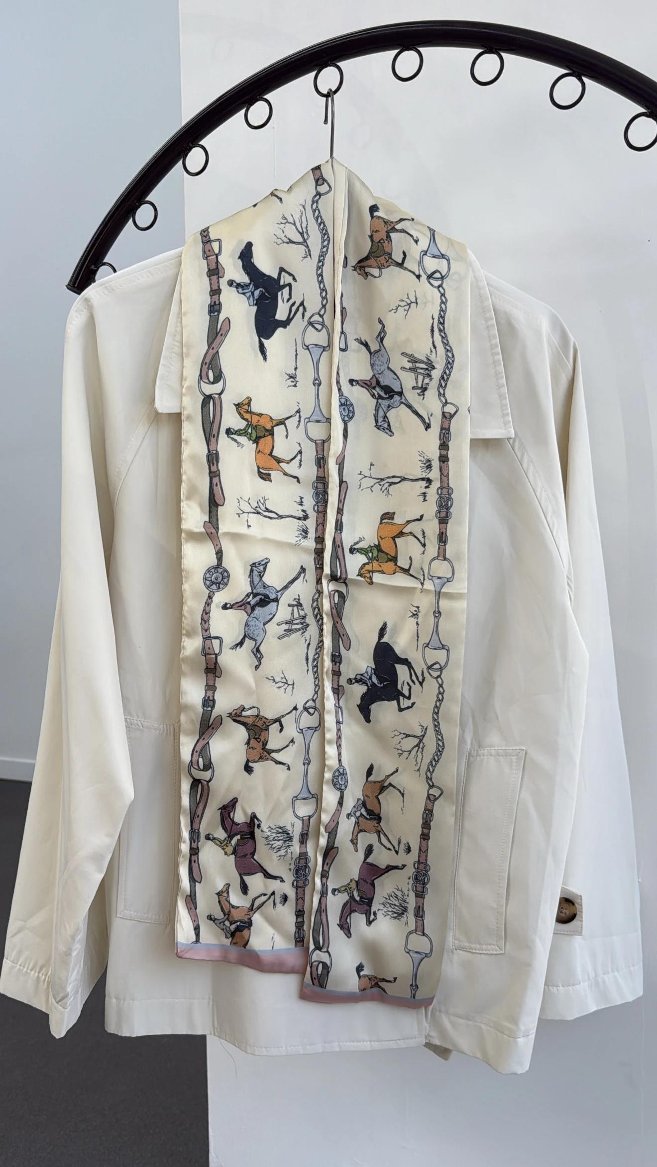 Minax Bej At Desenli Uzun Fular