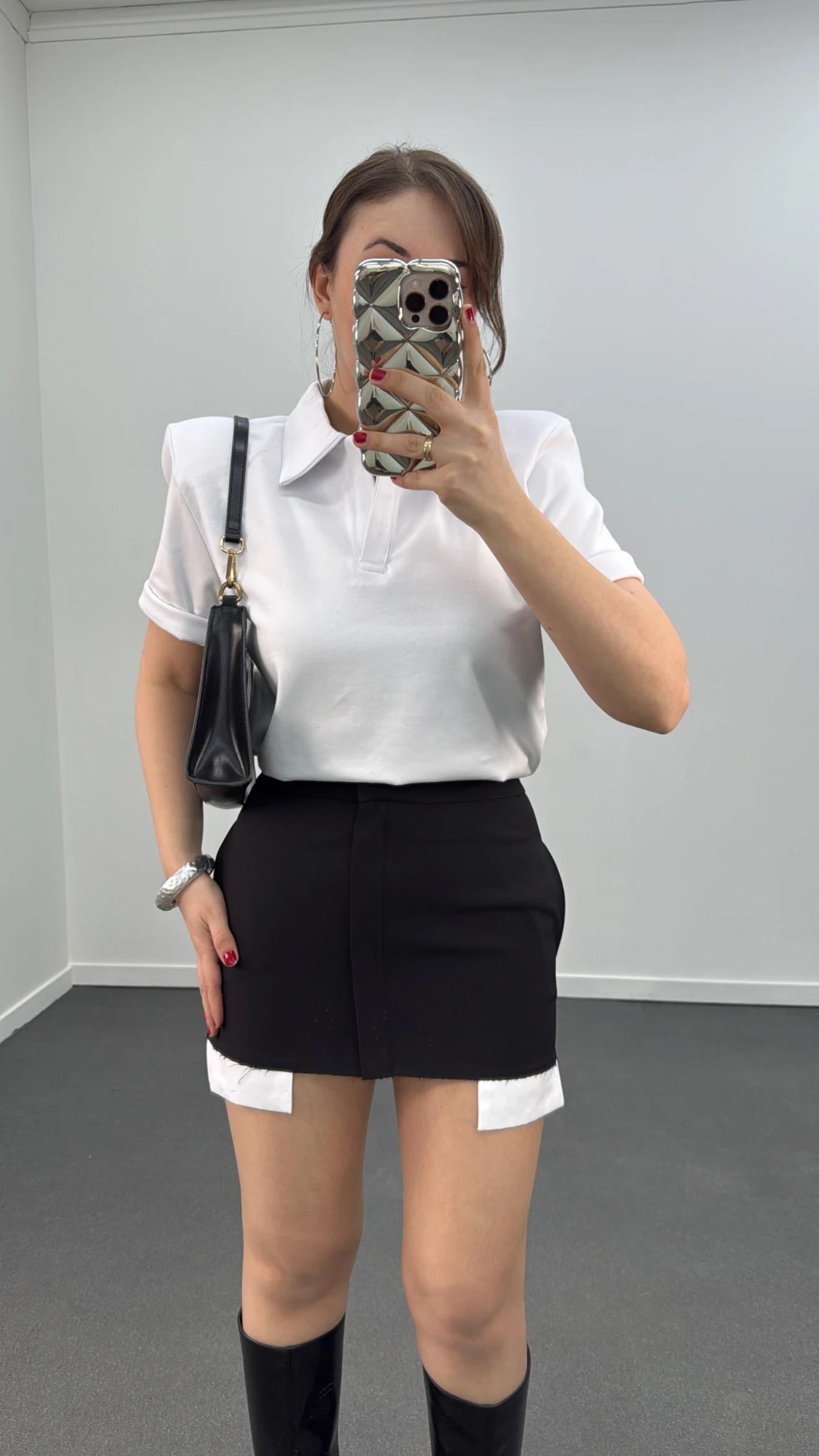 Minnie Cep Torbası Detaylı Siyah  Etek