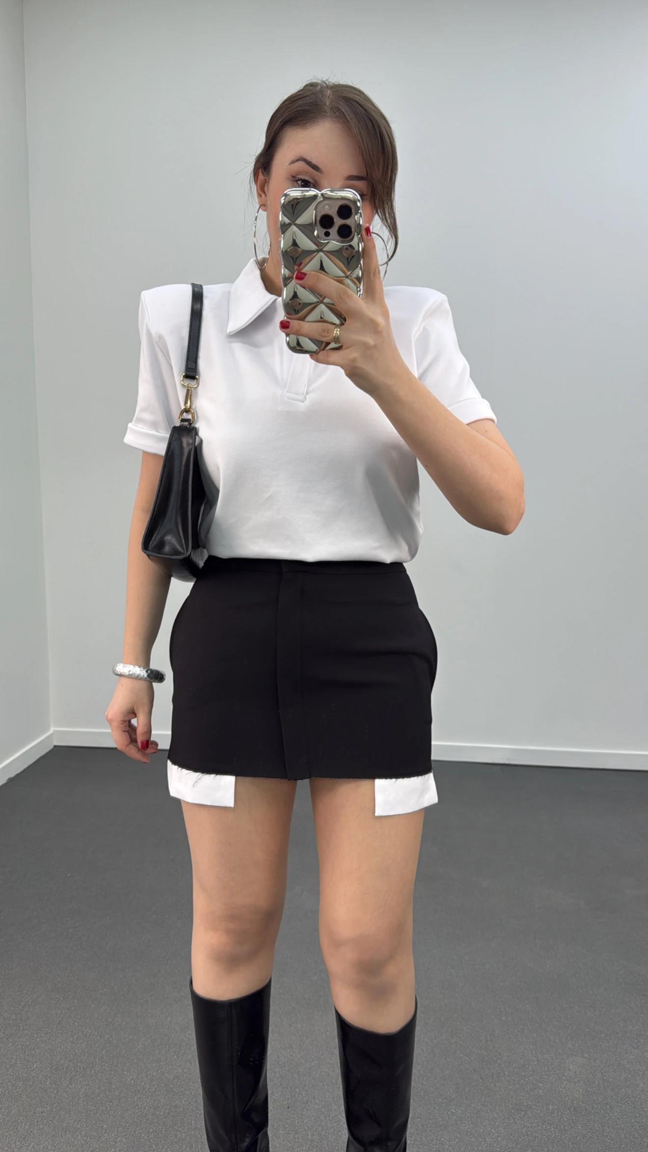 Minnie Cep Torbası Detaylı Siyah  Etek