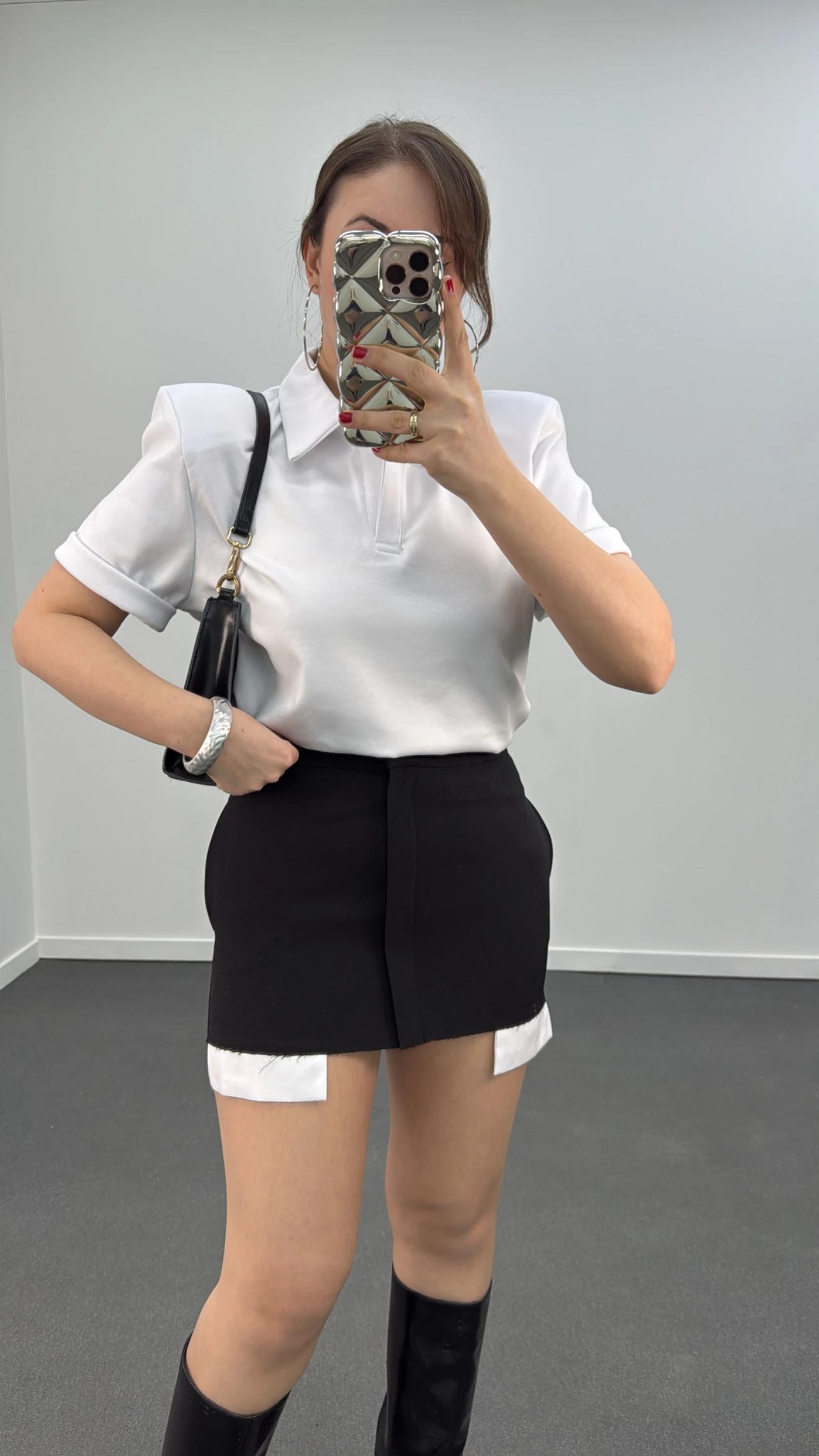 Minnie Cep Torbası Detaylı Siyah  Etek