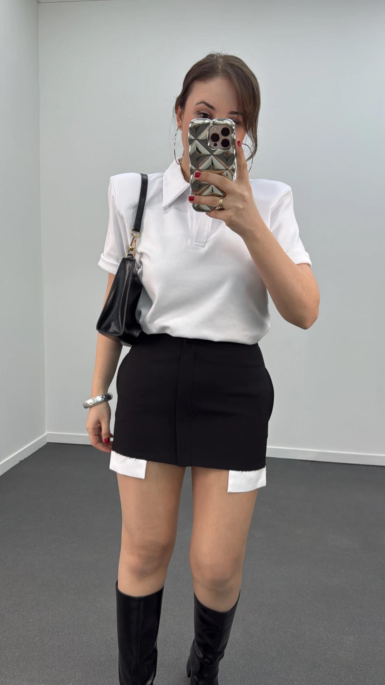 Minnie Cep Torbası Detaylı Siyah  Etek