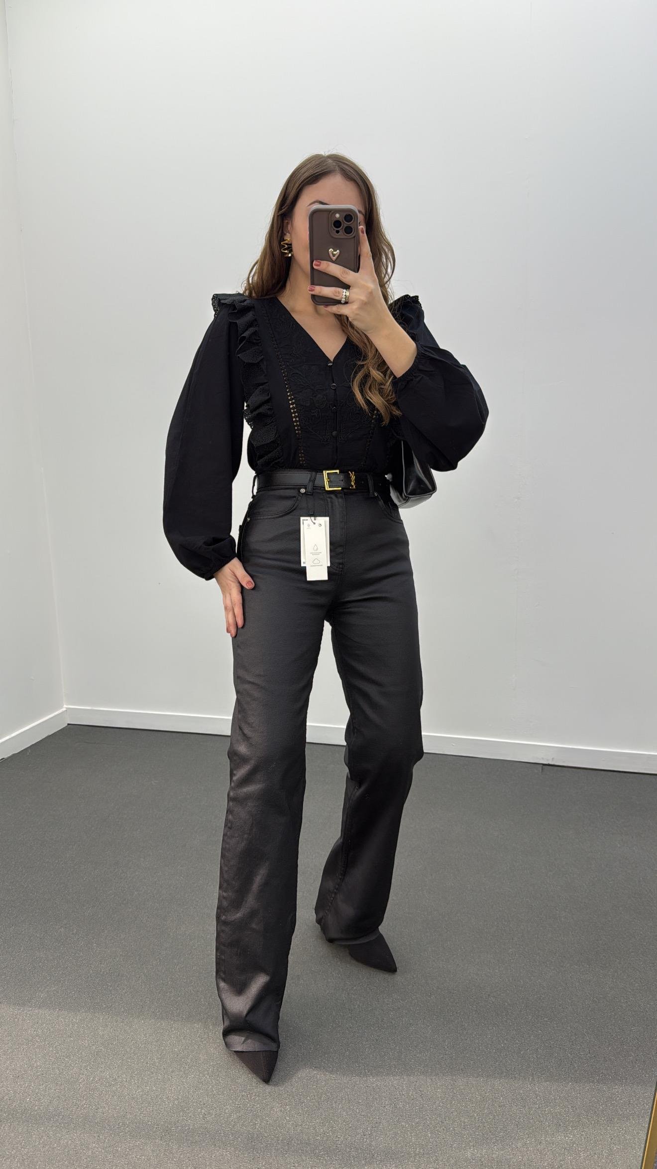 Mirada Siyah Mumlu Straight Fit Jeans