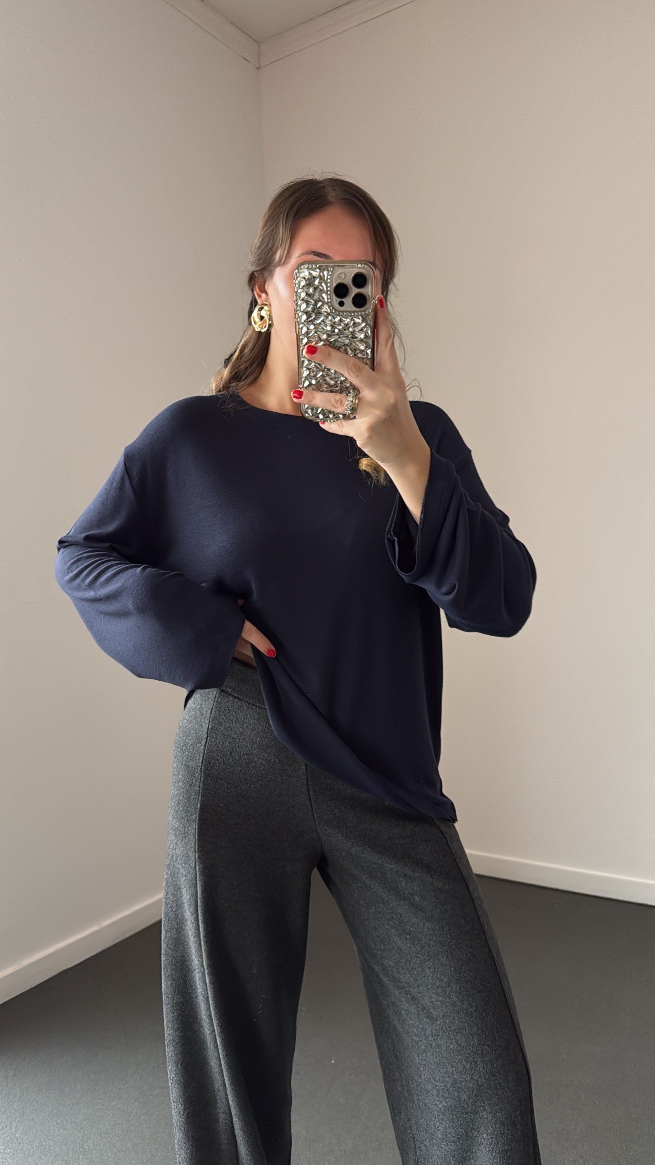 Moonie Lacivert Modal Basic Sweat