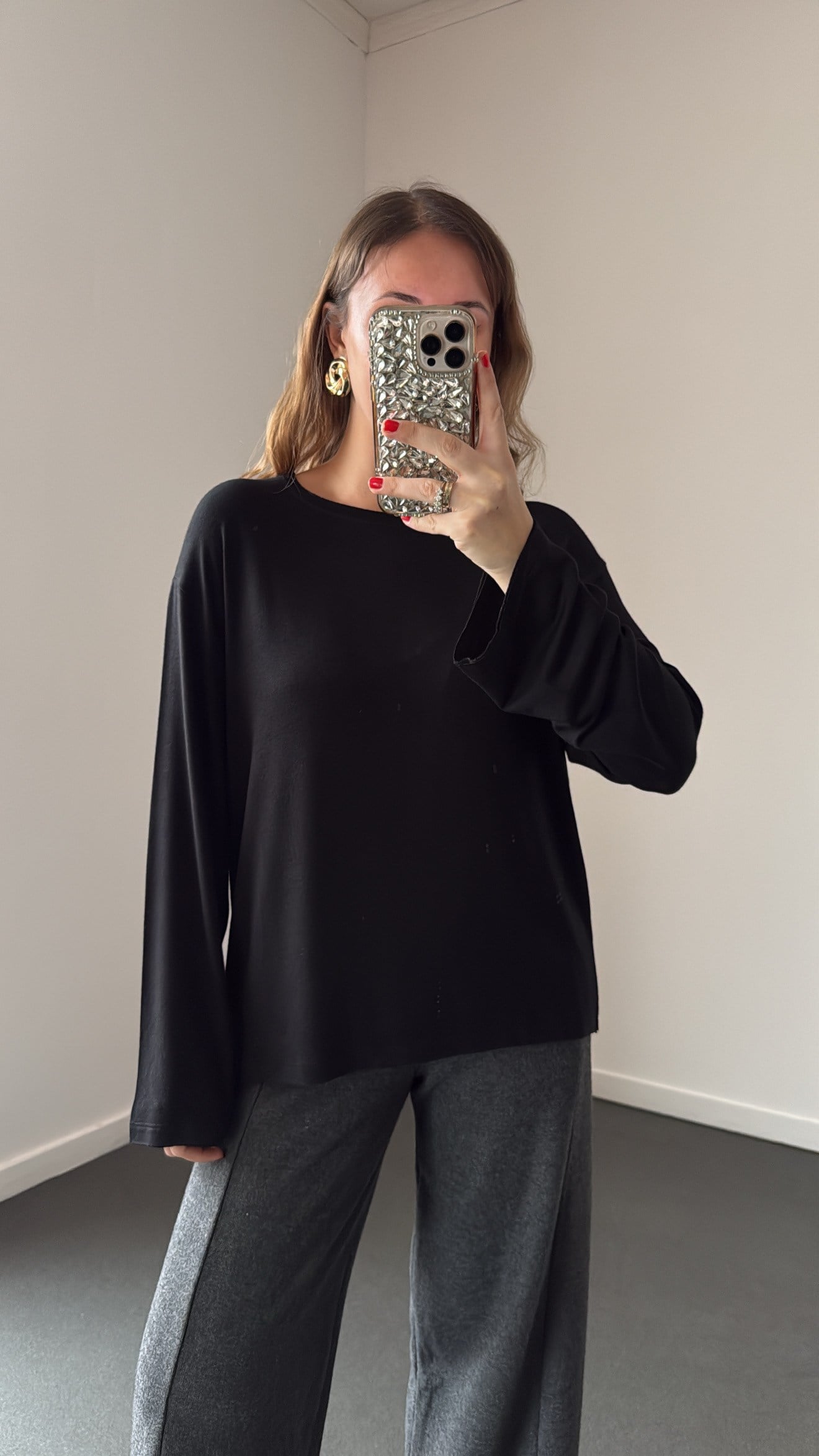 Moonie Siyah Modal Basic Sweat