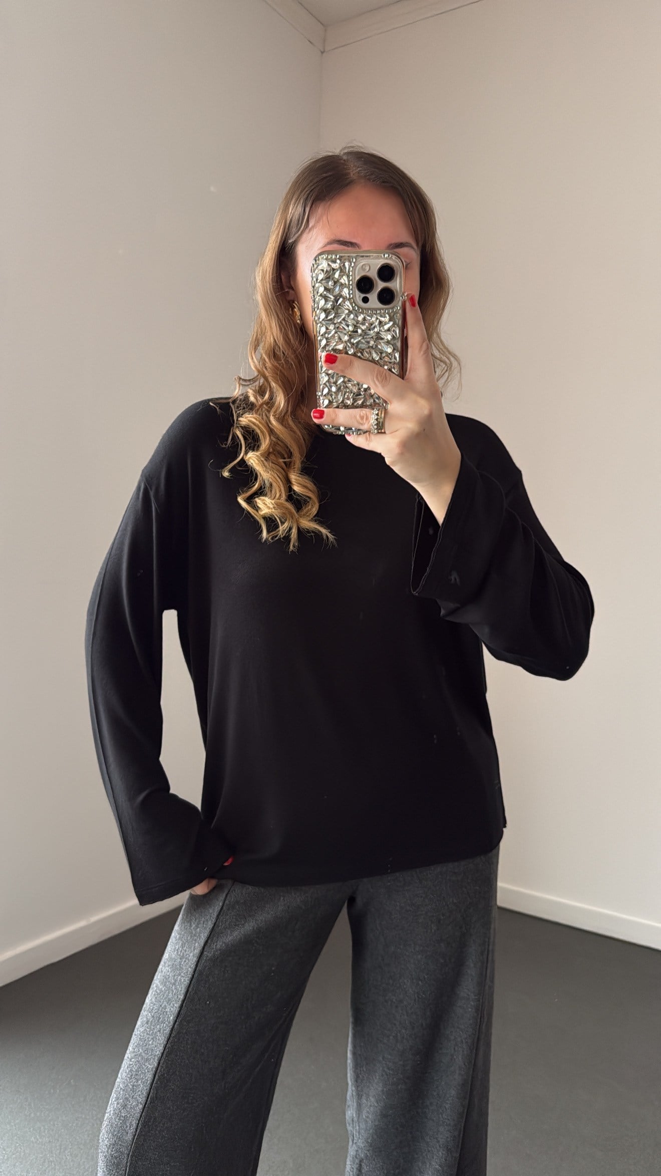 Moonie Siyah Modal Basic Sweat