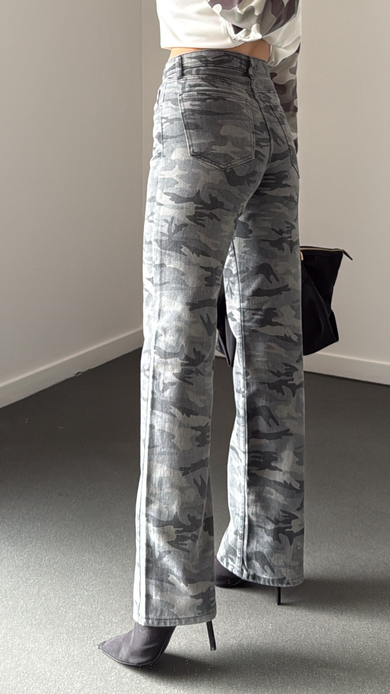 Moscow Kamuflaj Desenli Wide Leg Jeans