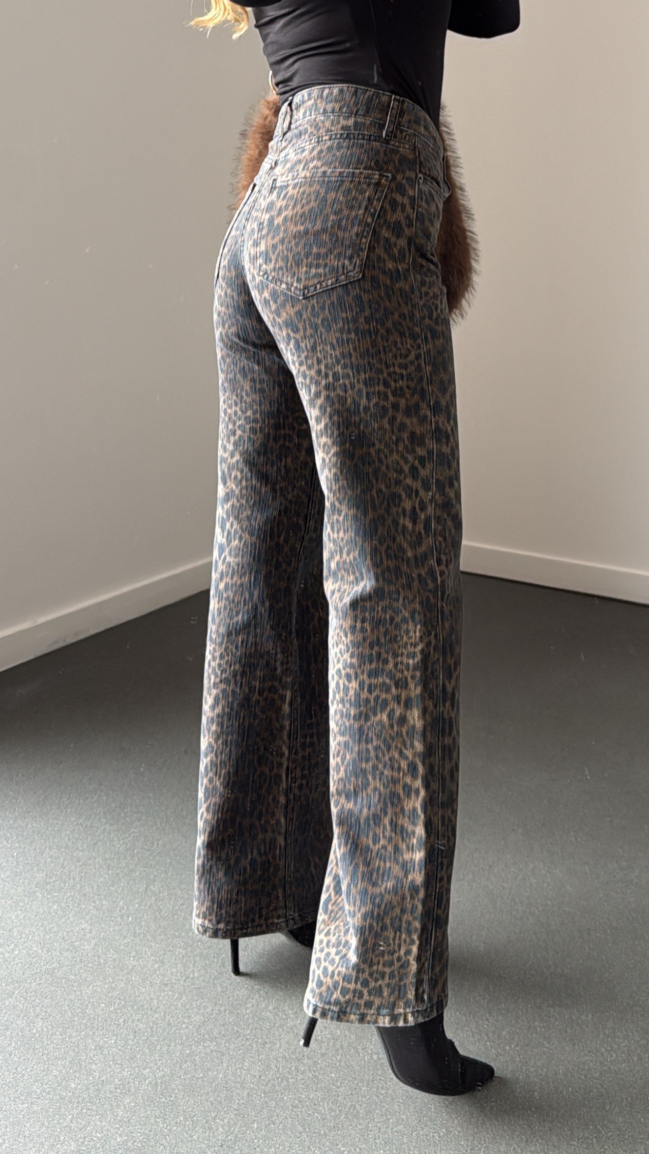 Moscow Smoky Leopar Desenli Wide Leg Jean