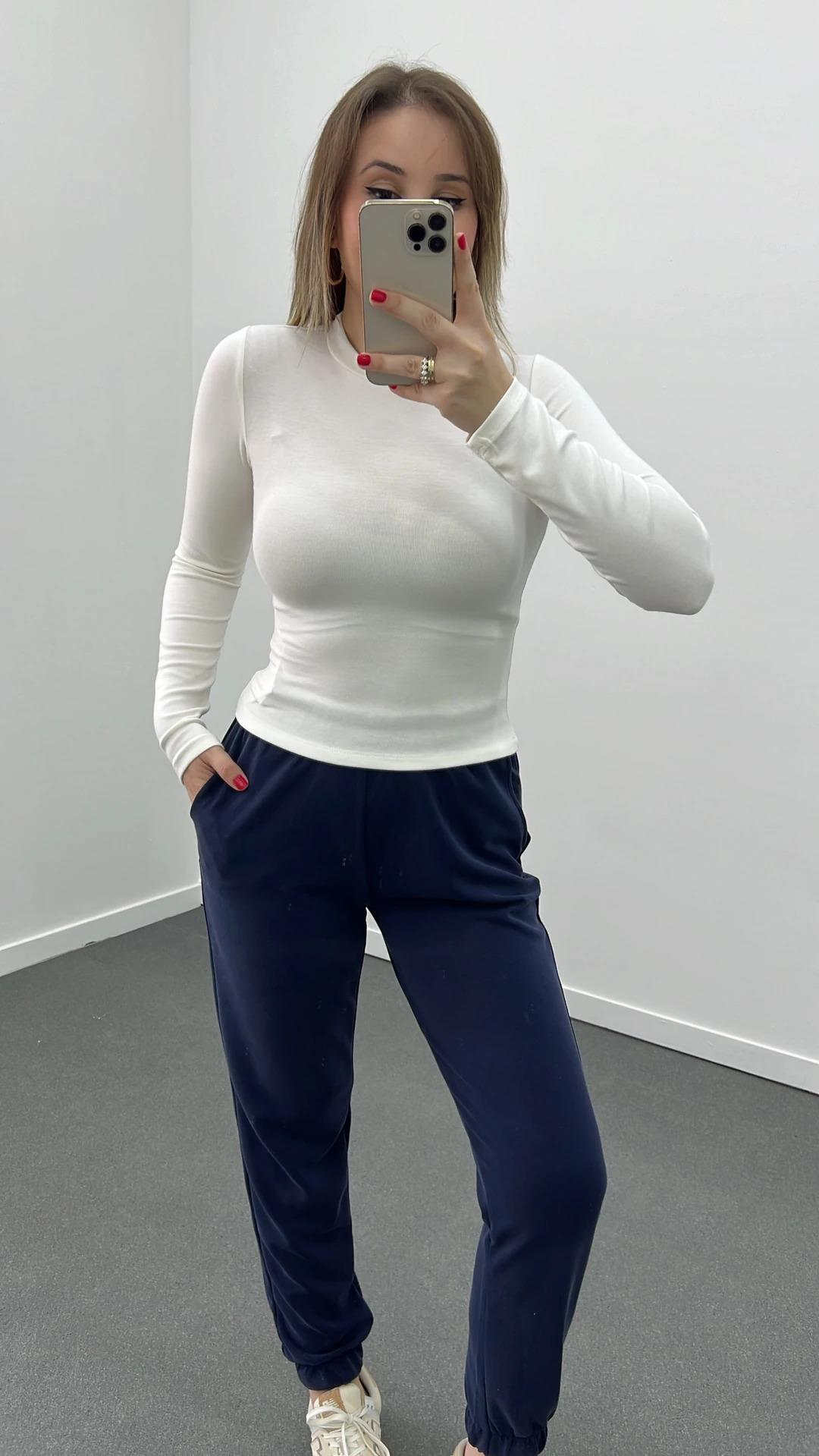 MS Beyaz Yumuşak Likralı %100 Pamuk Sweat