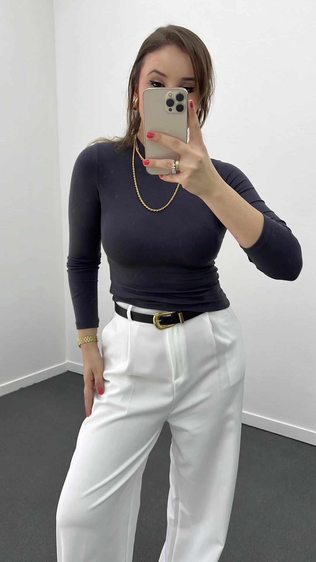 MS Gri Yumuşak Likralı %100 Pamuk Sweat