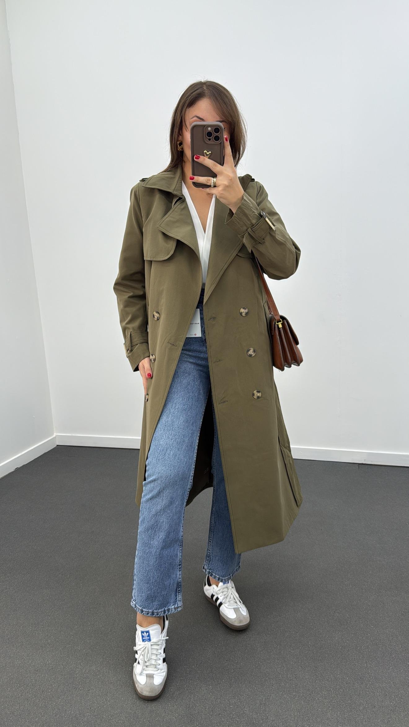 MS Haki Kuşaklı Premium Trençkot