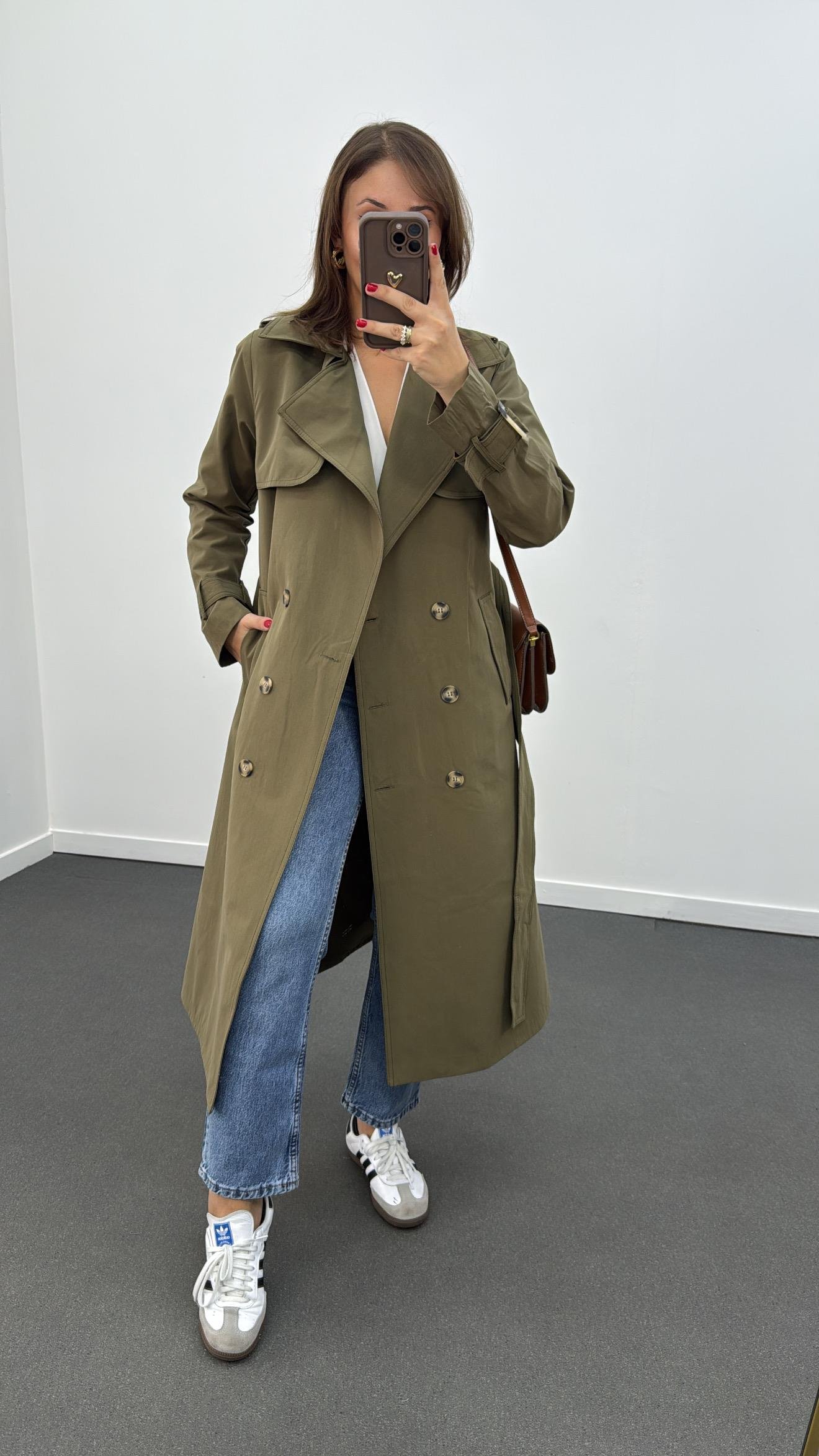 MS Haki Kuşaklı Premium Trençkot