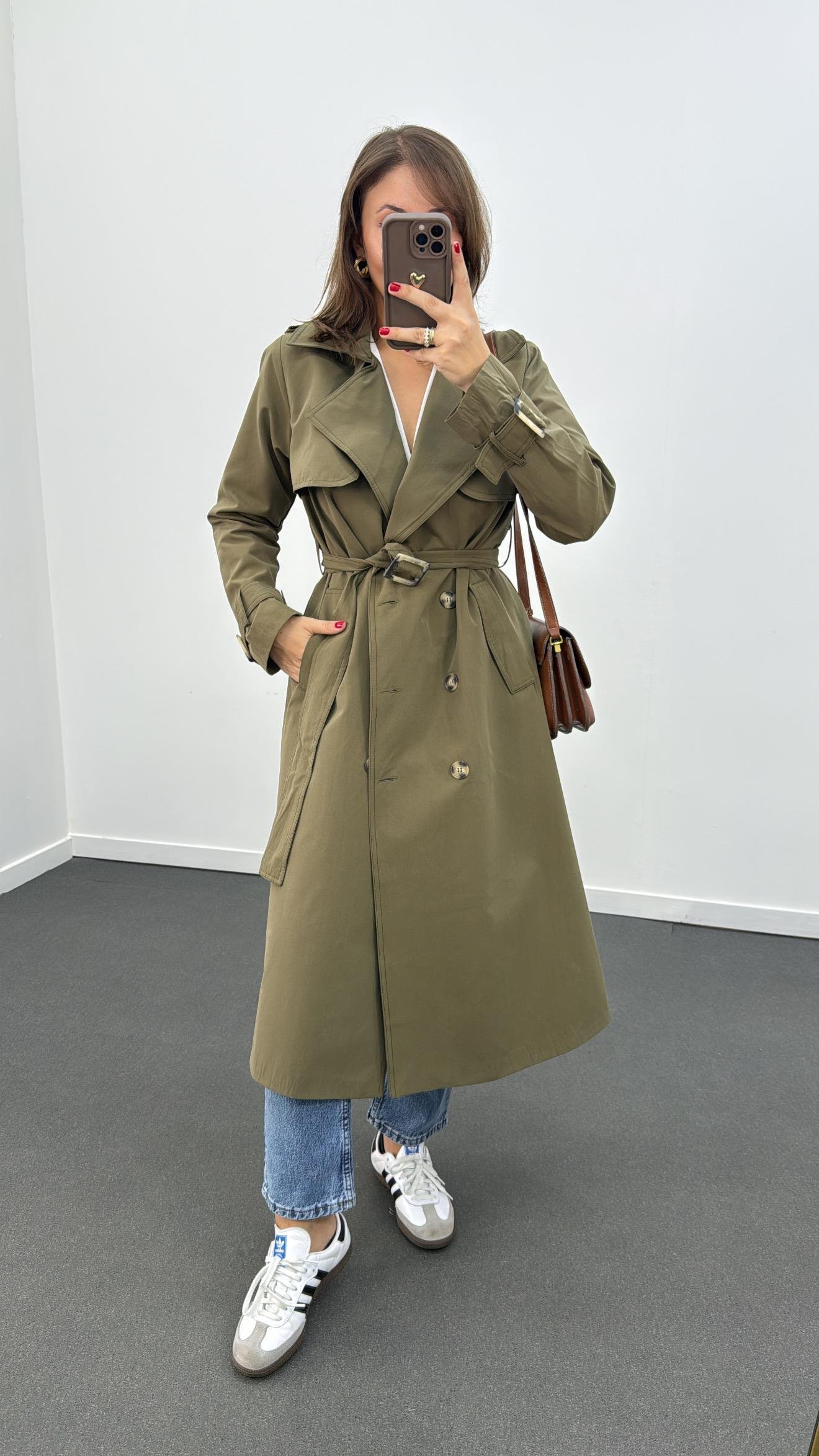 MS Haki Kuşaklı Premium Trençkot