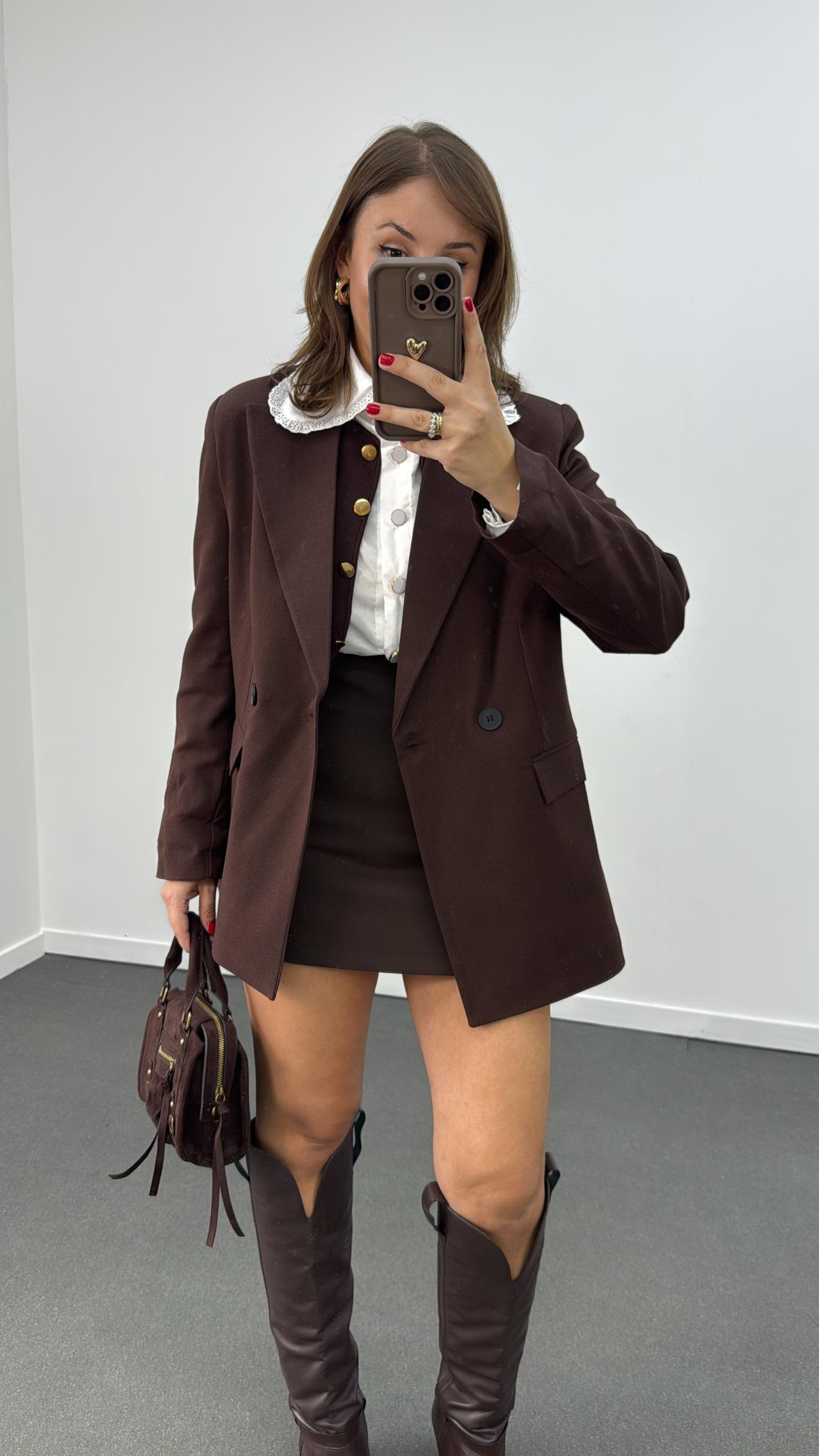 Ms Kahve Blazer Premium Ceket